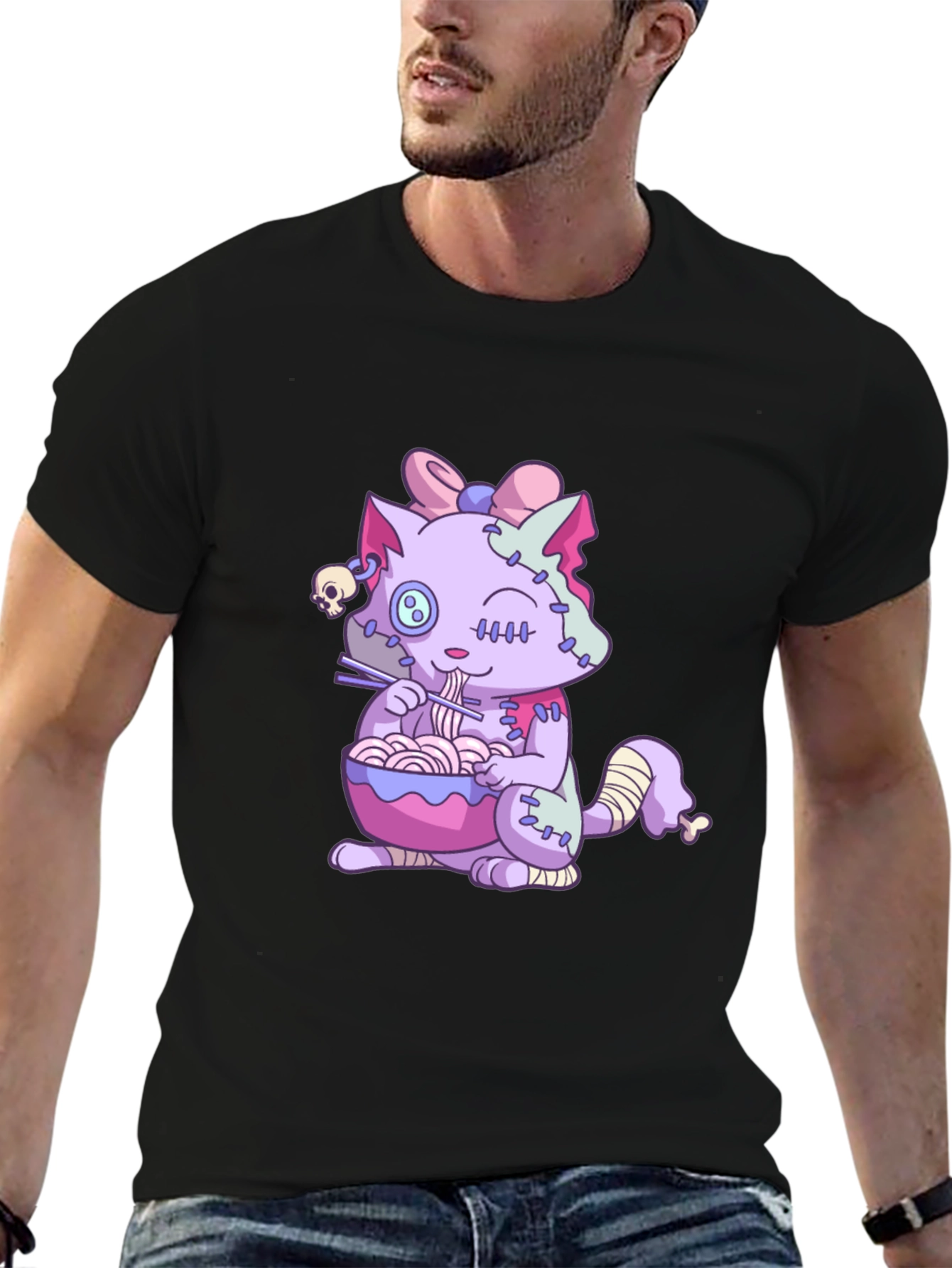 Zombie Cat Ramen T-Shirt - Unique Graphic Tee