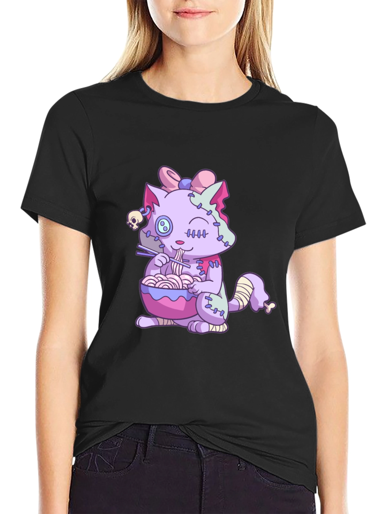 Zombie Cat Ramen T-Shirt - Unique Graphic Tee