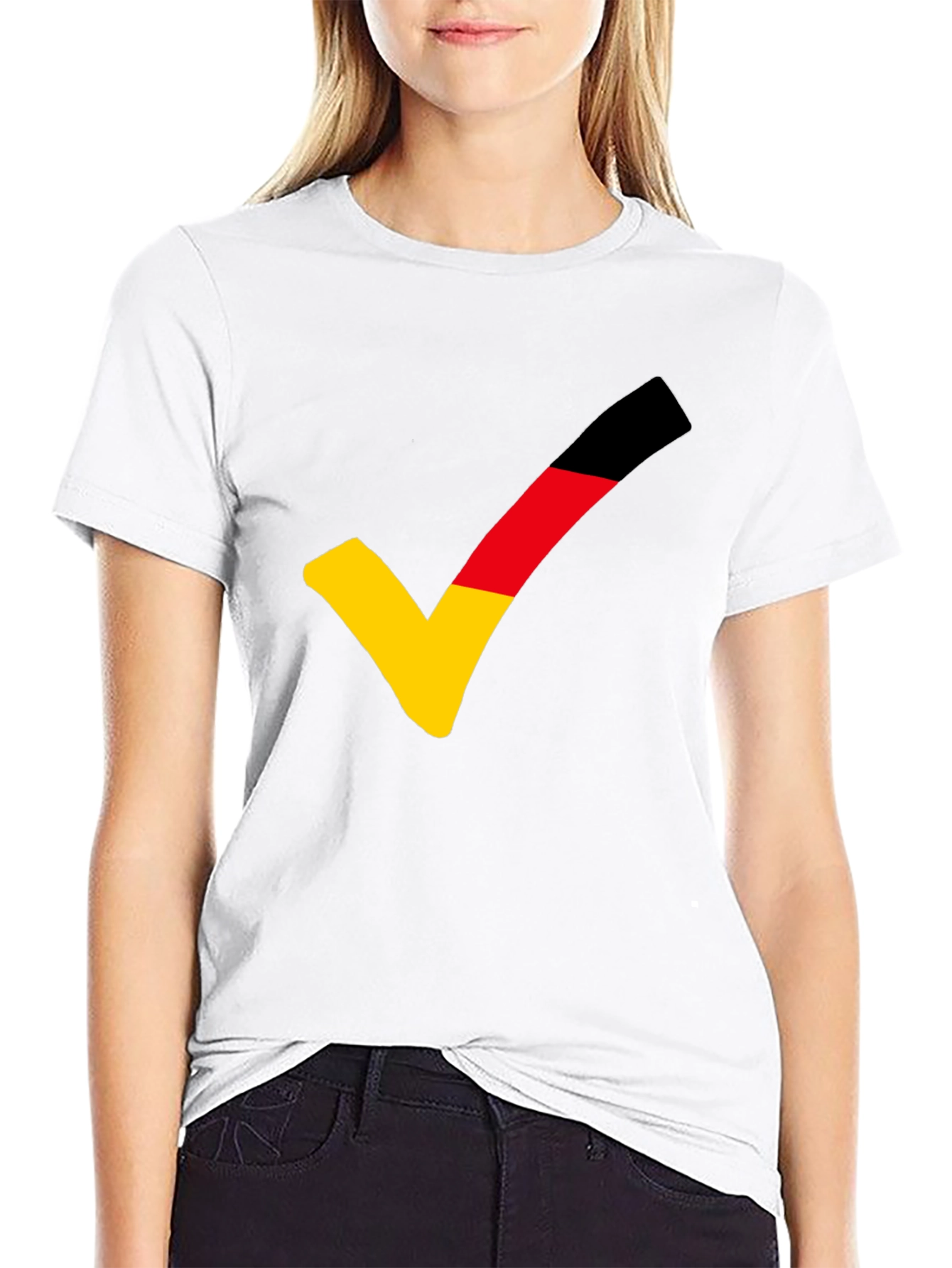 German Flag Checkmark T-Shirt - Black Casual Tee