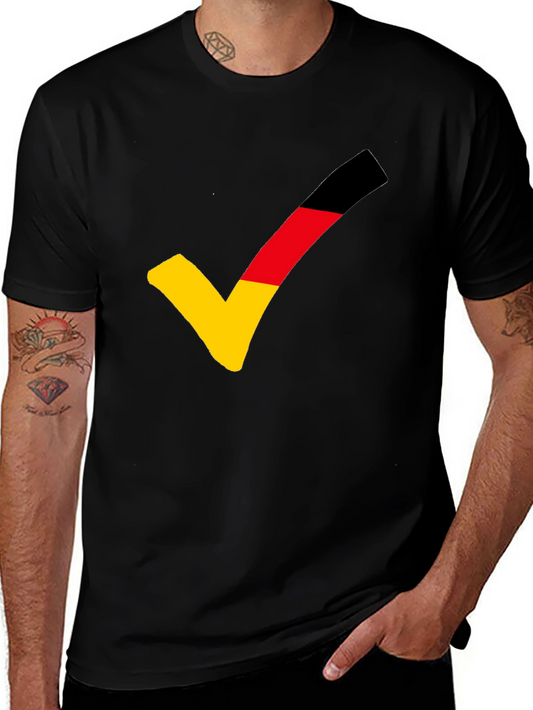 German Flag Checkmark T-Shirt - Black Casual Tee