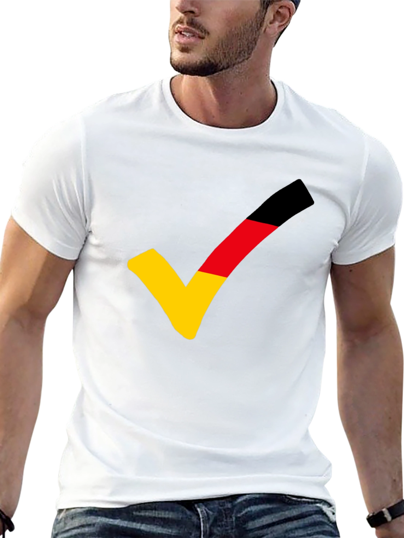 German Flag Checkmark T-Shirt - Black Casual Tee