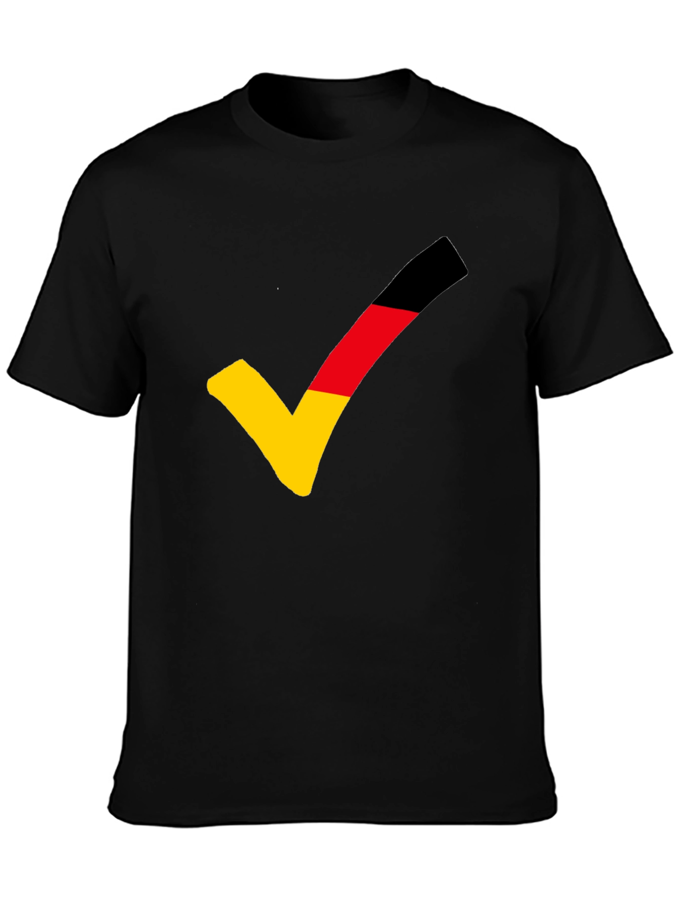 German Flag Checkmark T-Shirt - Black Casual Tee