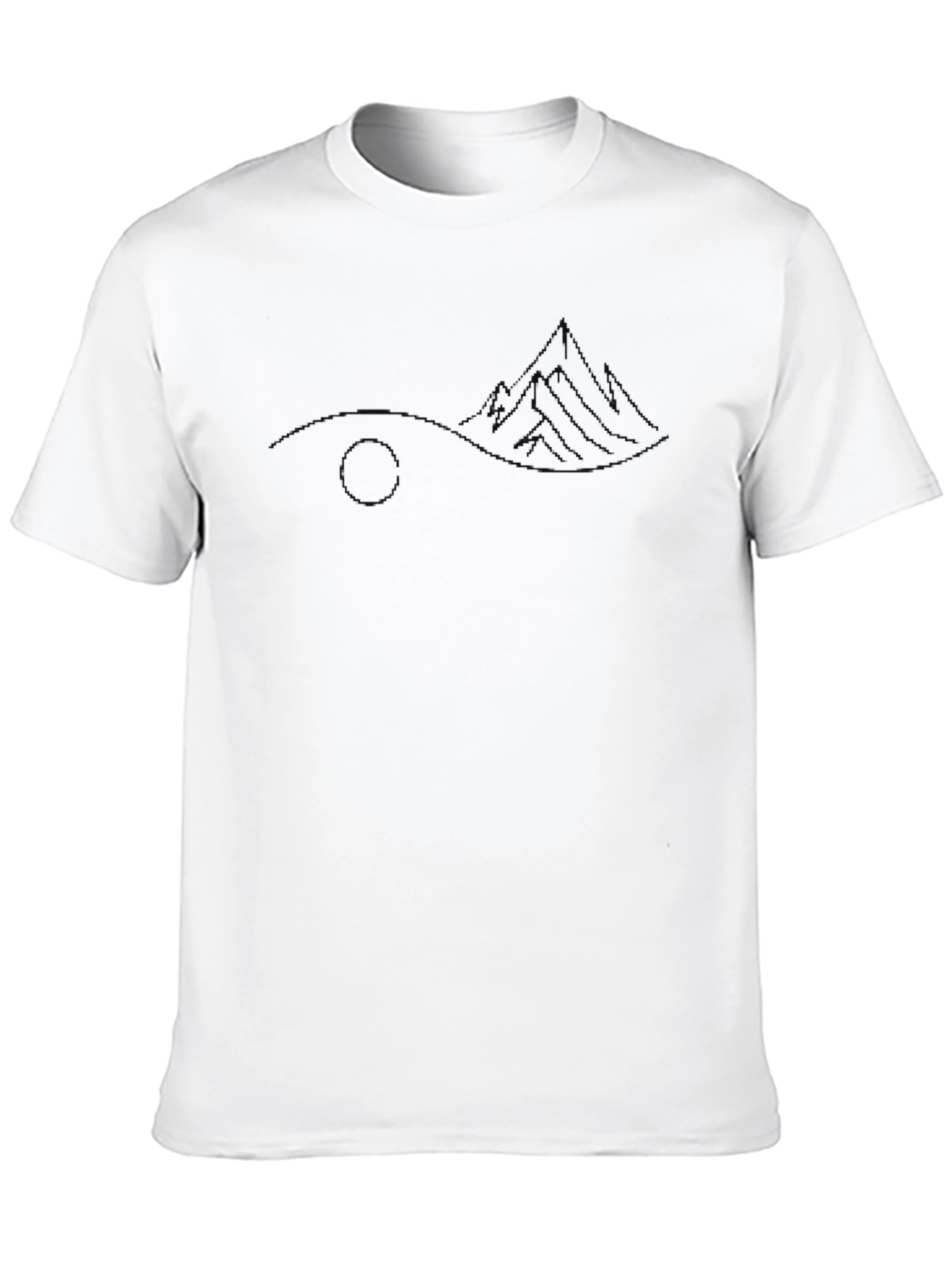 Mens Black Graphic Tee - Abstract Mountain Design