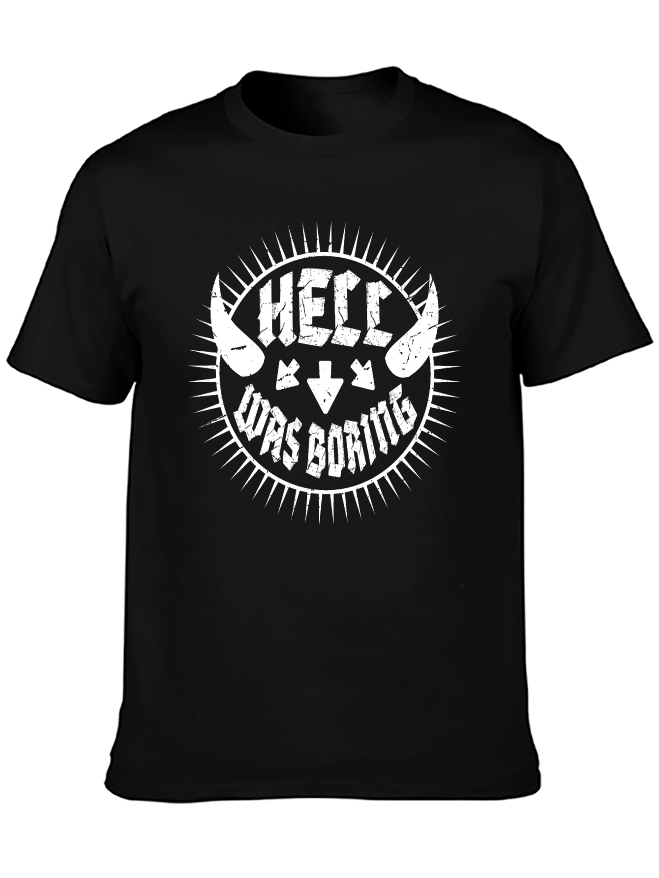 Hell Was Boring Graphic Tee - Black T-Shirt
