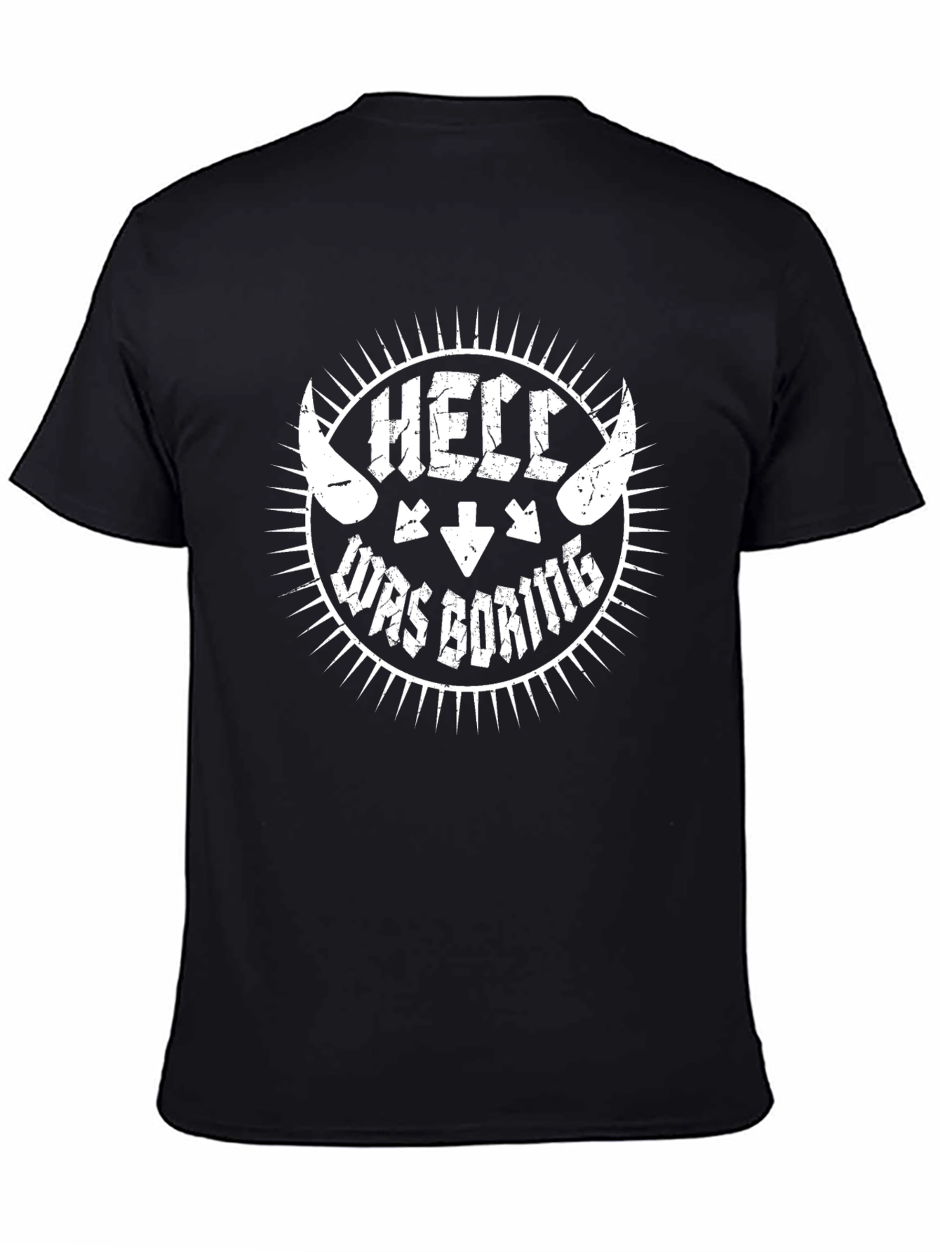 Hell Was Boring Graphic Tee - Black T-Shirt