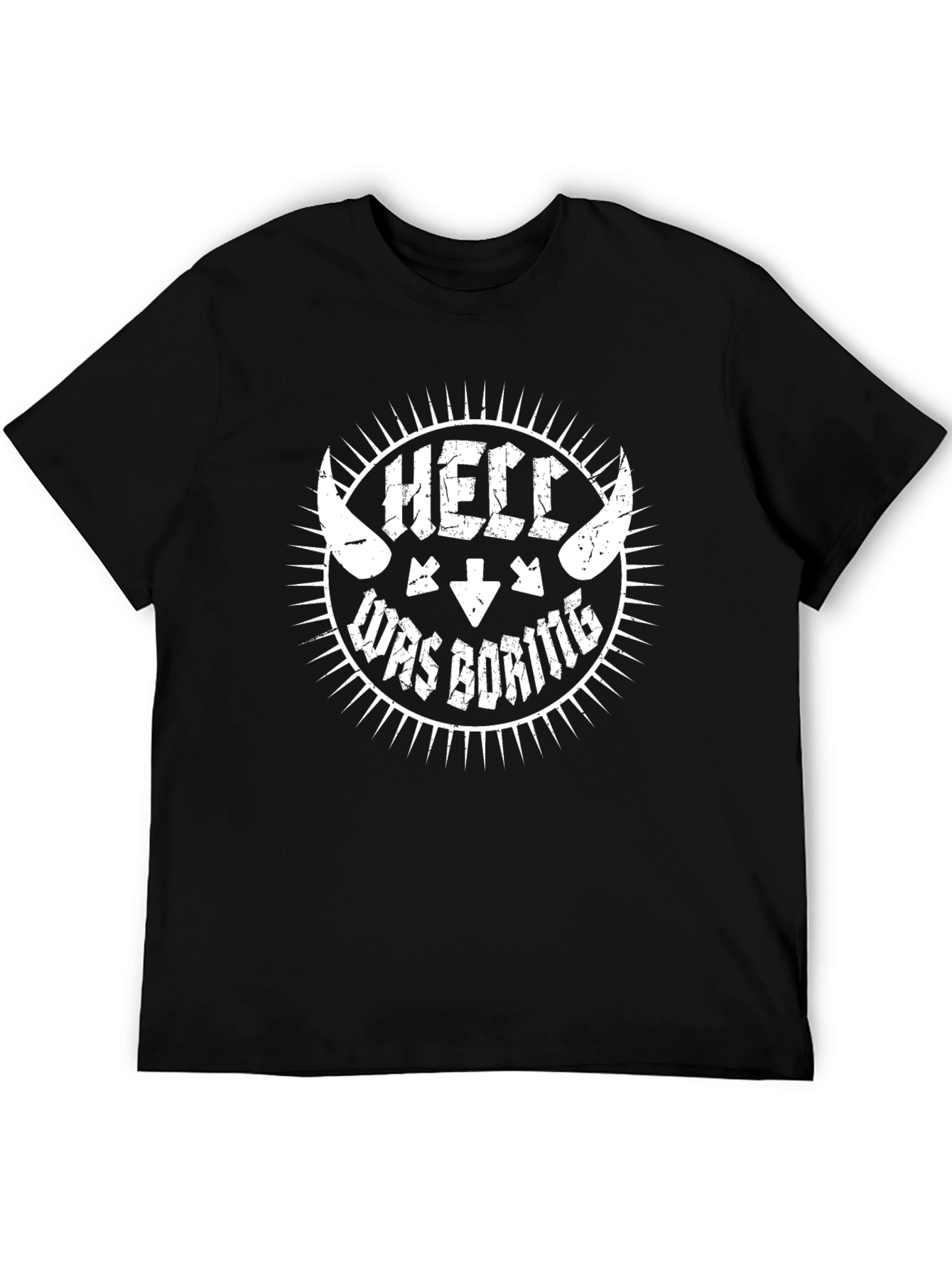 Hell Was Boring Graphic Tee - Black T-Shirt
