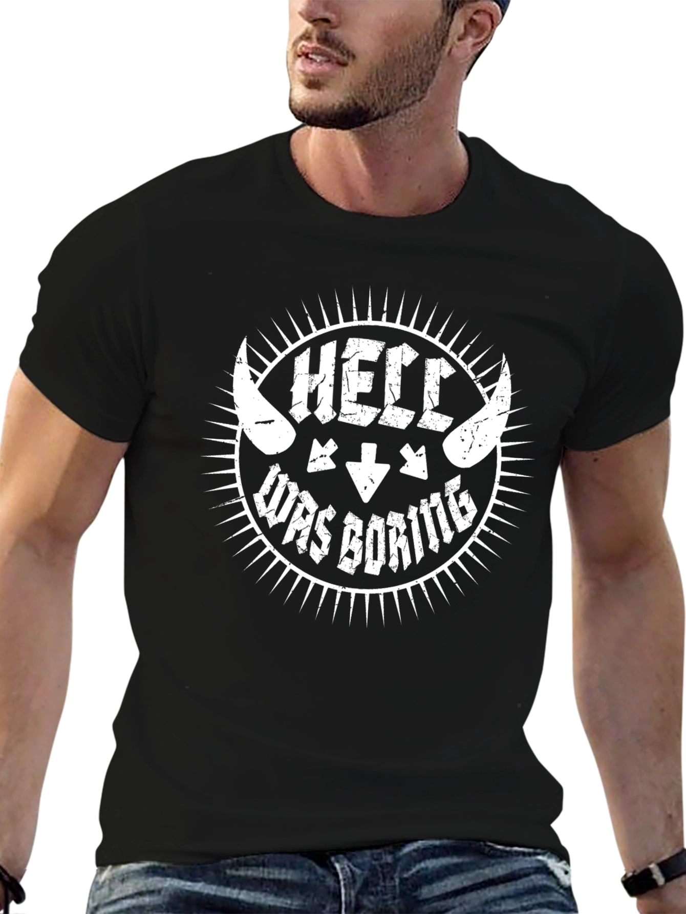 Hell Was Boring Graphic Tee - Black T-Shirt