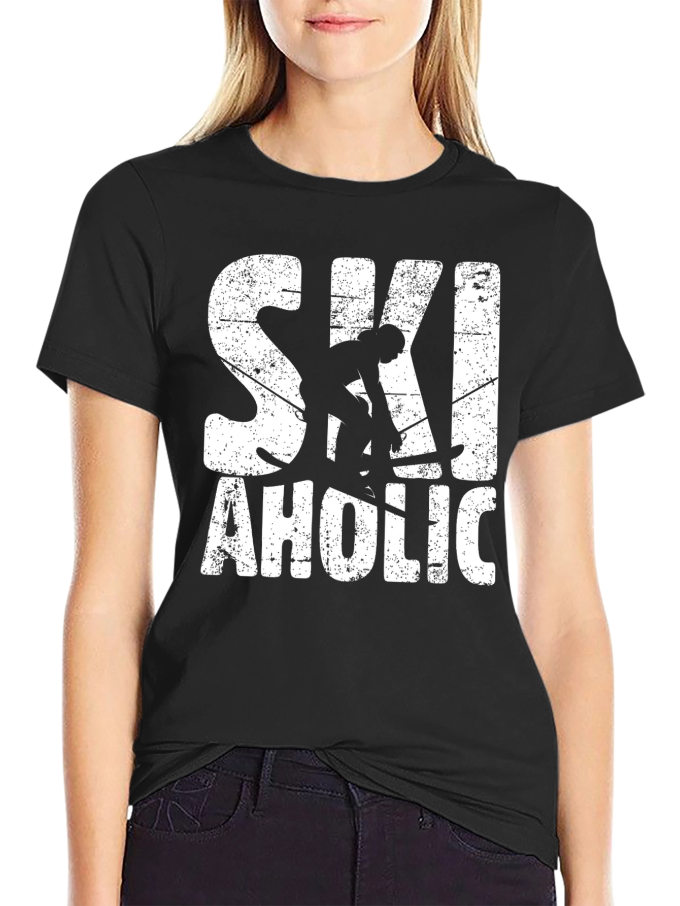 Ski-aholic Black Graphic T-Shirt