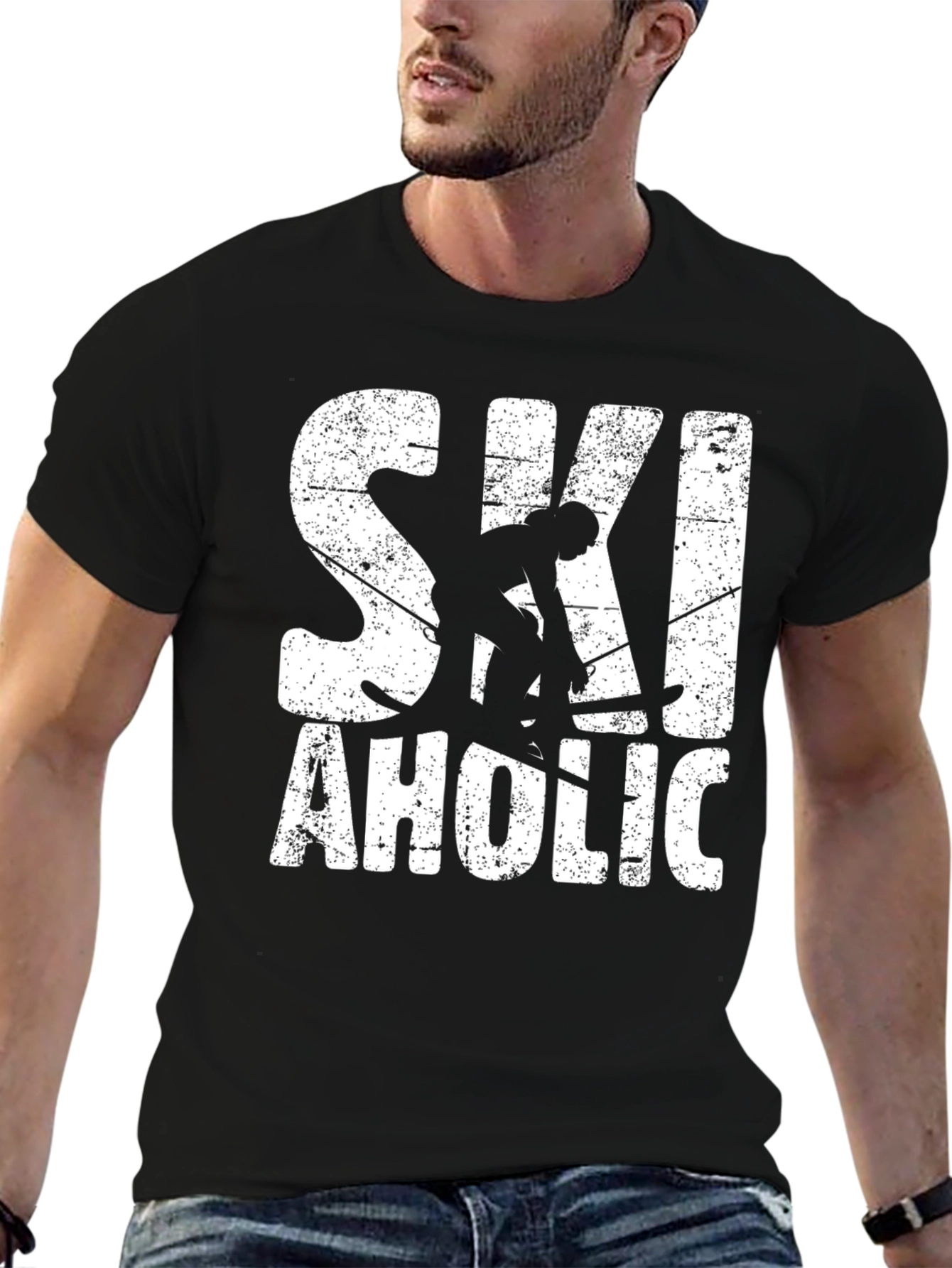 Ski-aholic Black Graphic T-Shirt