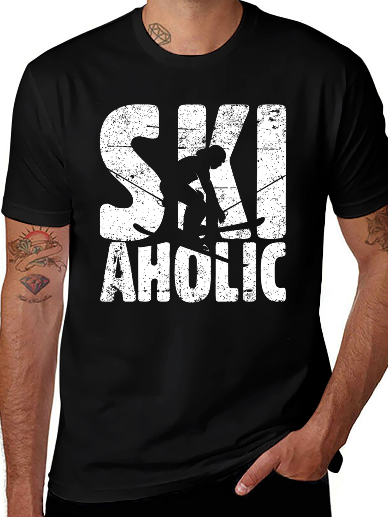 Ski-aholic Black Graphic T-Shirt