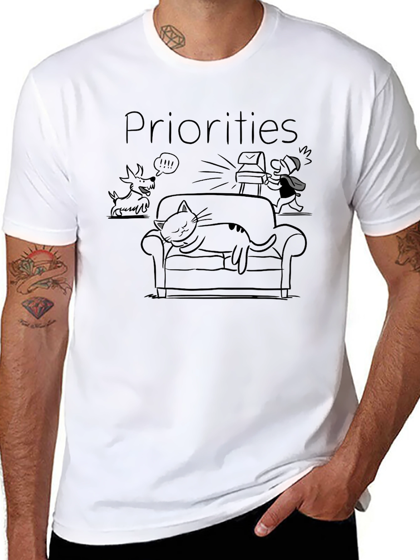 Priorities Graphic Tee - Cat Napping Funny T-Shirt