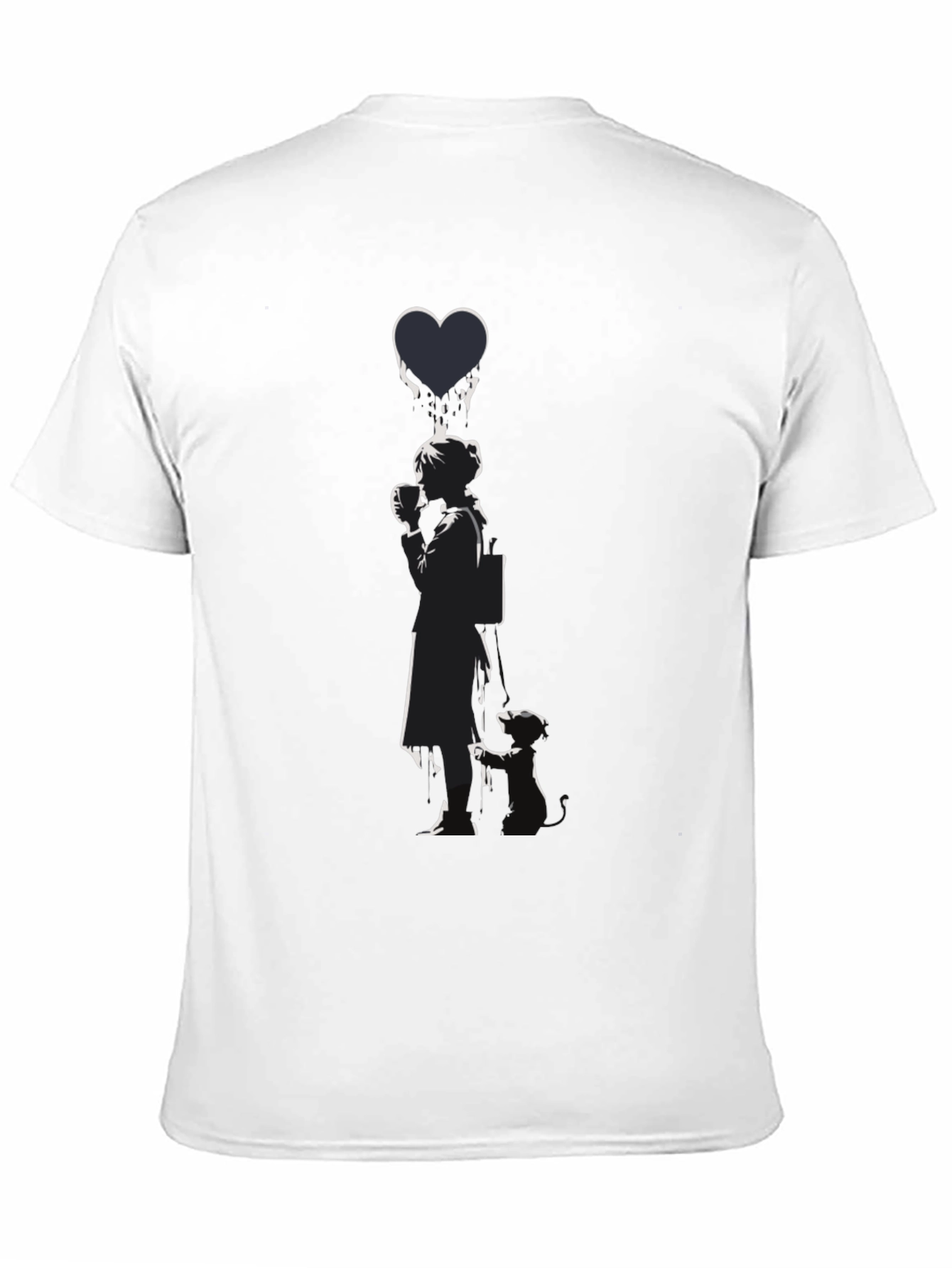 Banksy Girl Heart Balloon Graphic Tee - Classic Black