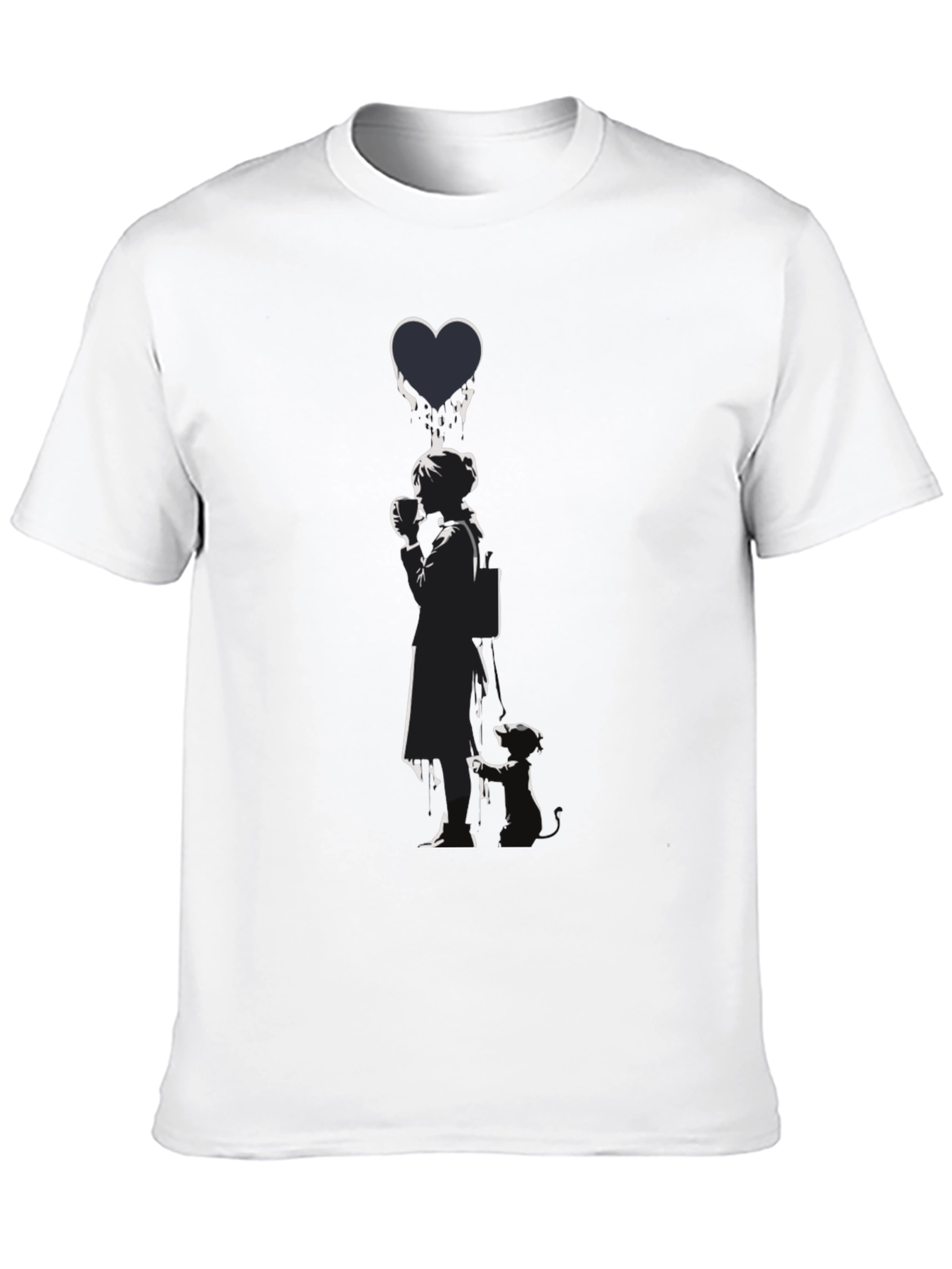 Banksy Girl Heart Balloon Graphic Tee - Classic Black