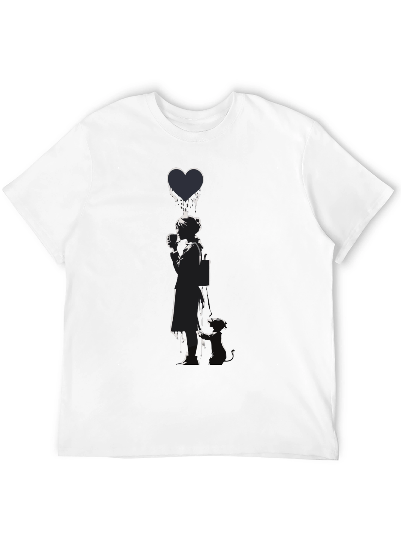 Banksy Girl Heart Balloon Graphic Tee - Classic Black