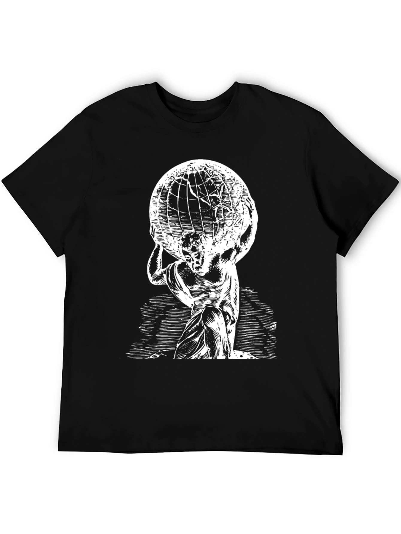 Atlas Globe T-Shirt - Black Cotton Graphic Tee