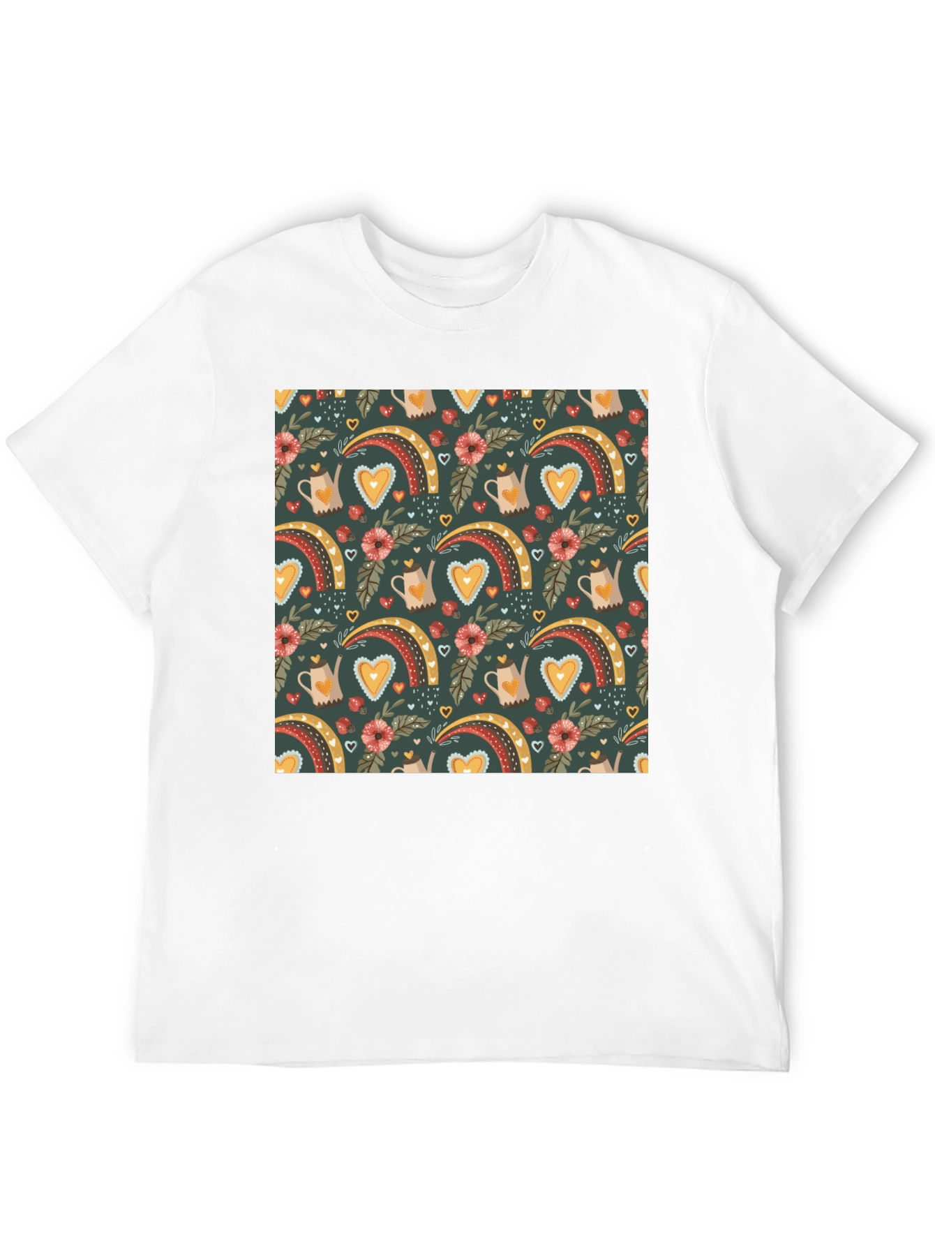 Quirky Heart Rainbow Graphic Tee - Unique Print
