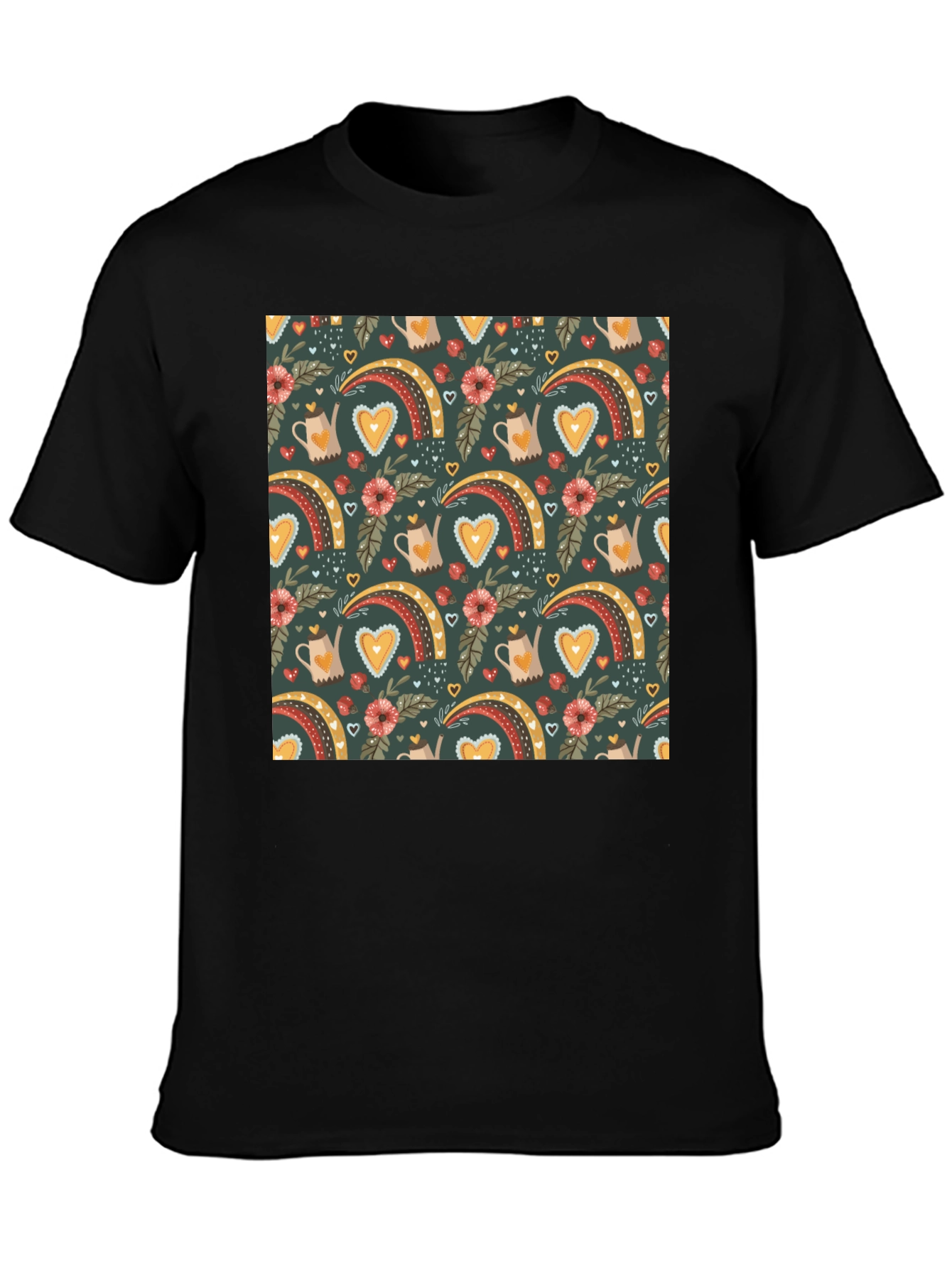 Quirky Heart Rainbow Graphic Tee - Unique Print