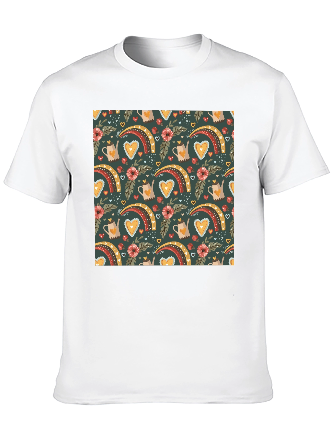 Quirky Heart Rainbow Graphic Tee - Unique Print