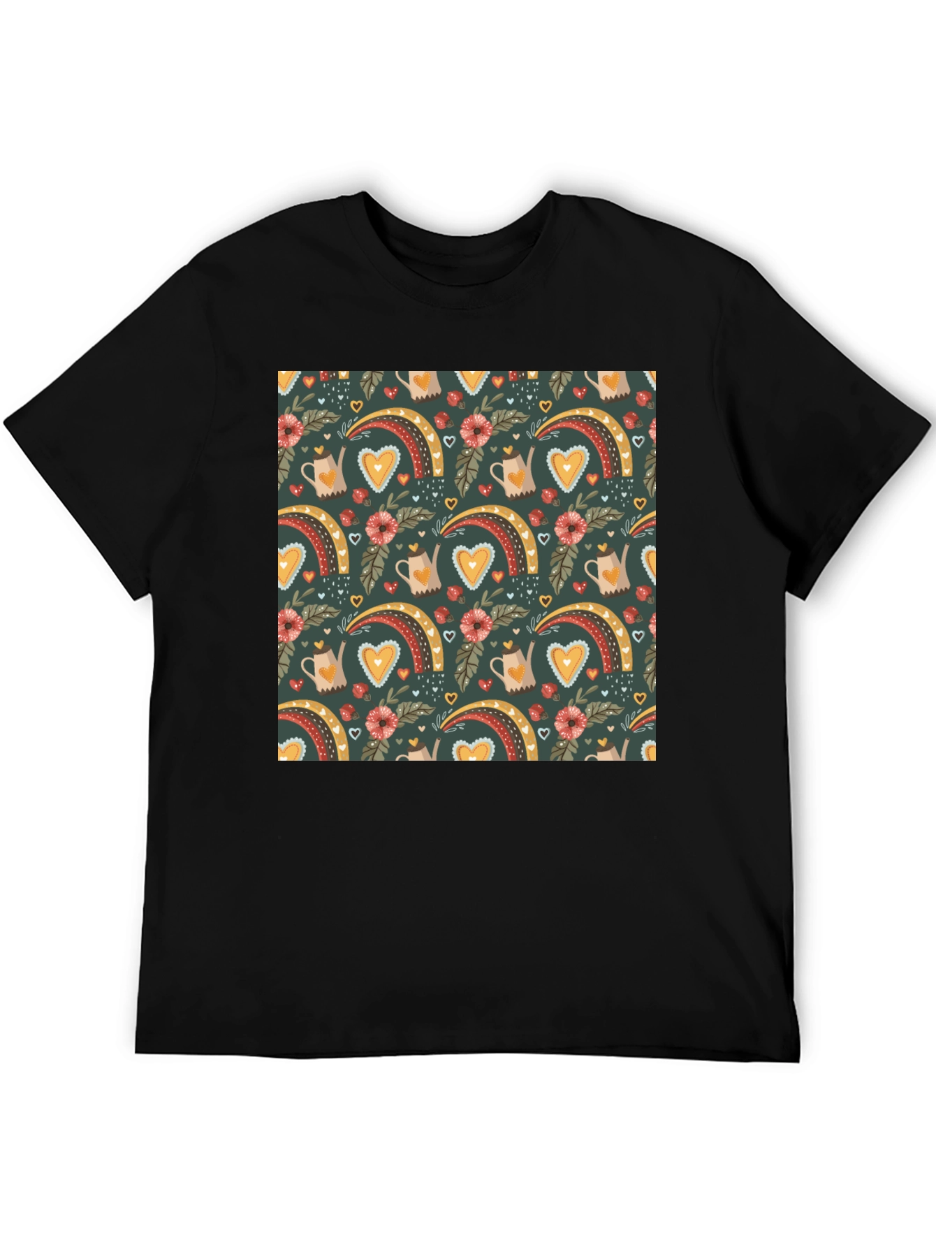Quirky Heart Rainbow Graphic Tee - Unique Print