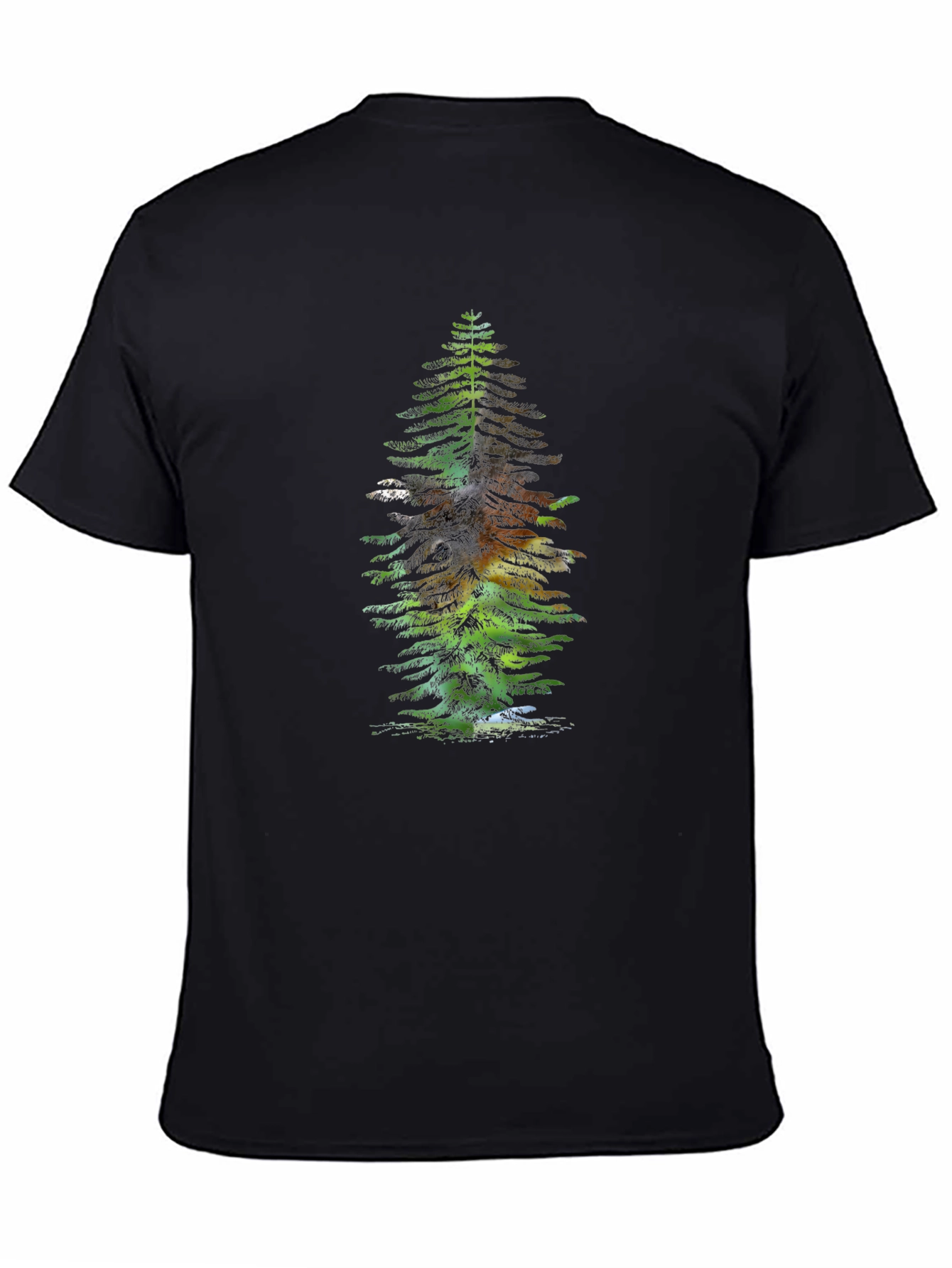 Pine Tree Graphic Tee - Black Cotton Casual Wear
