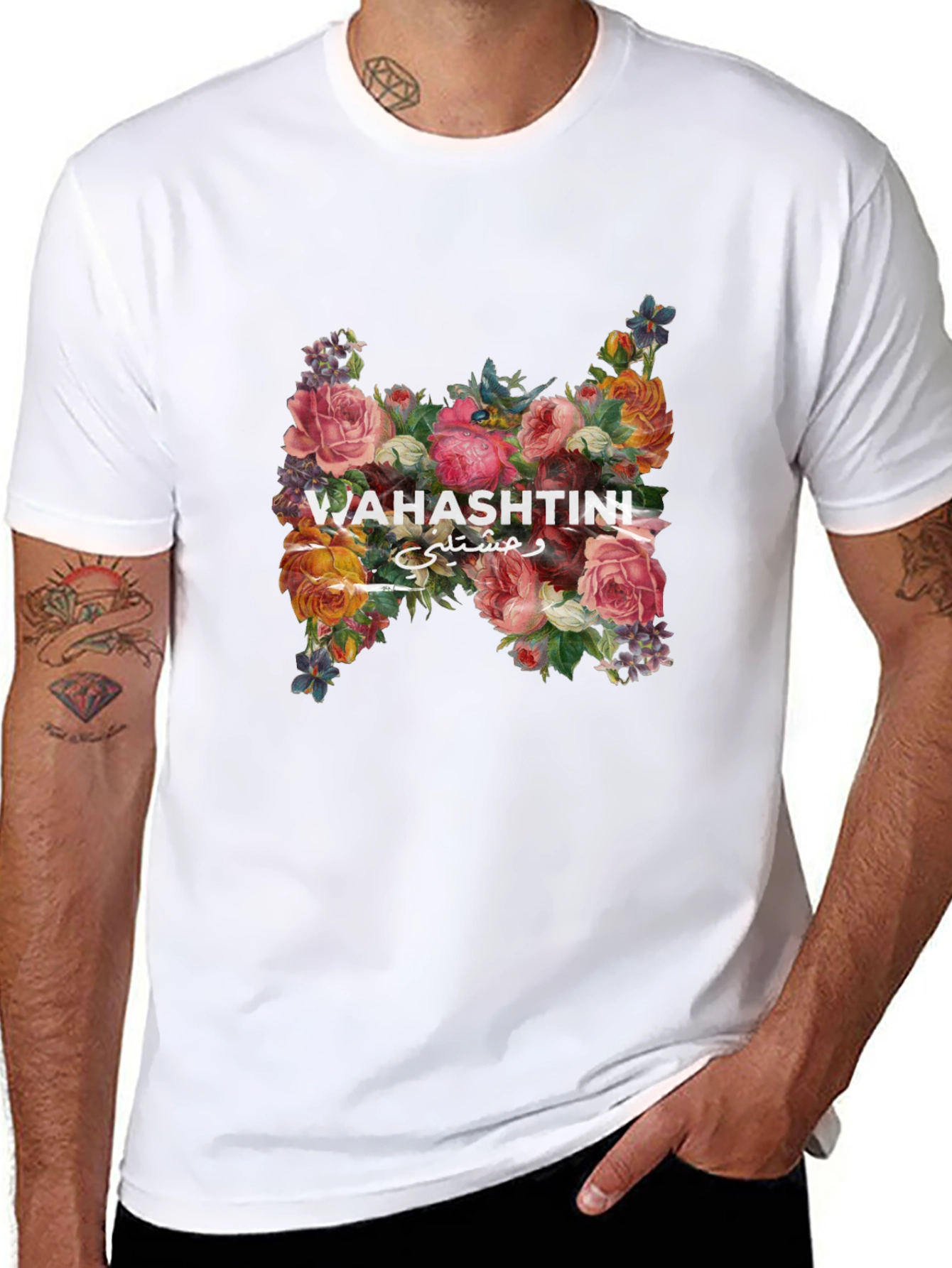 Floral T-Shirt with Wahastini Text