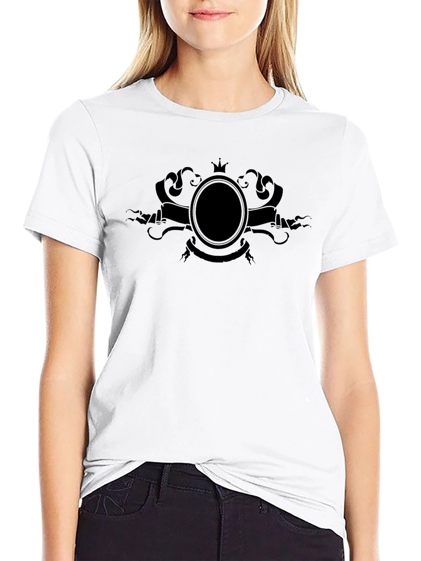 Mens Black Graphic Tee - Crown & Banner Design