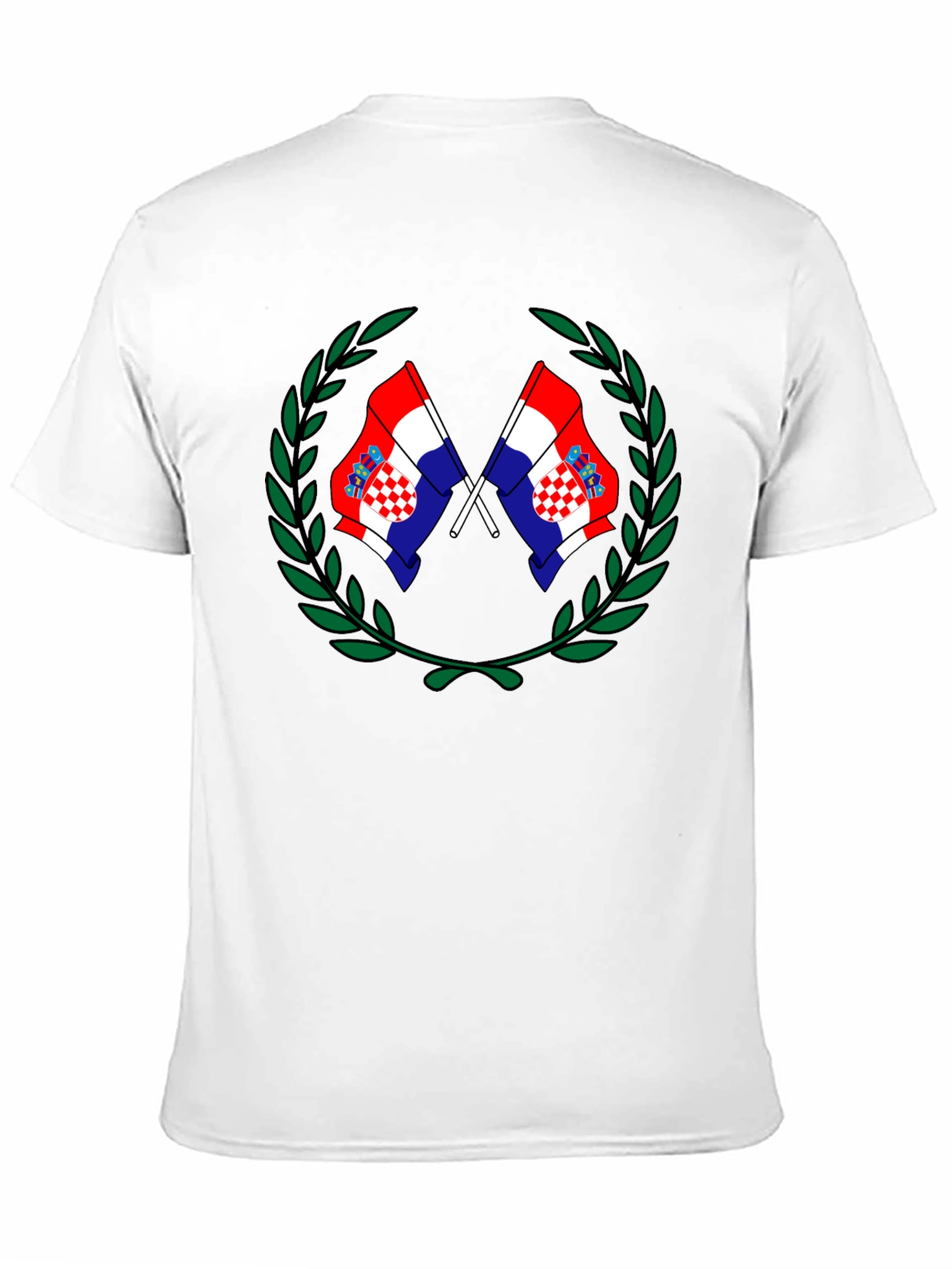 Croatian Flag Laurel Wreath Black T-Shirt