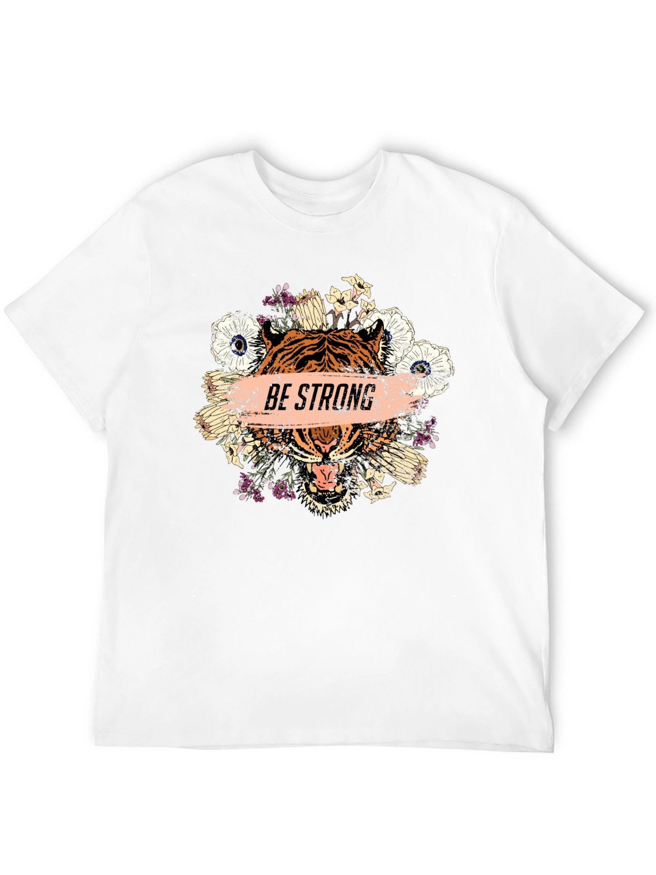 Be Strong Tiger Graphic Tee - Mens Black T-Shirt