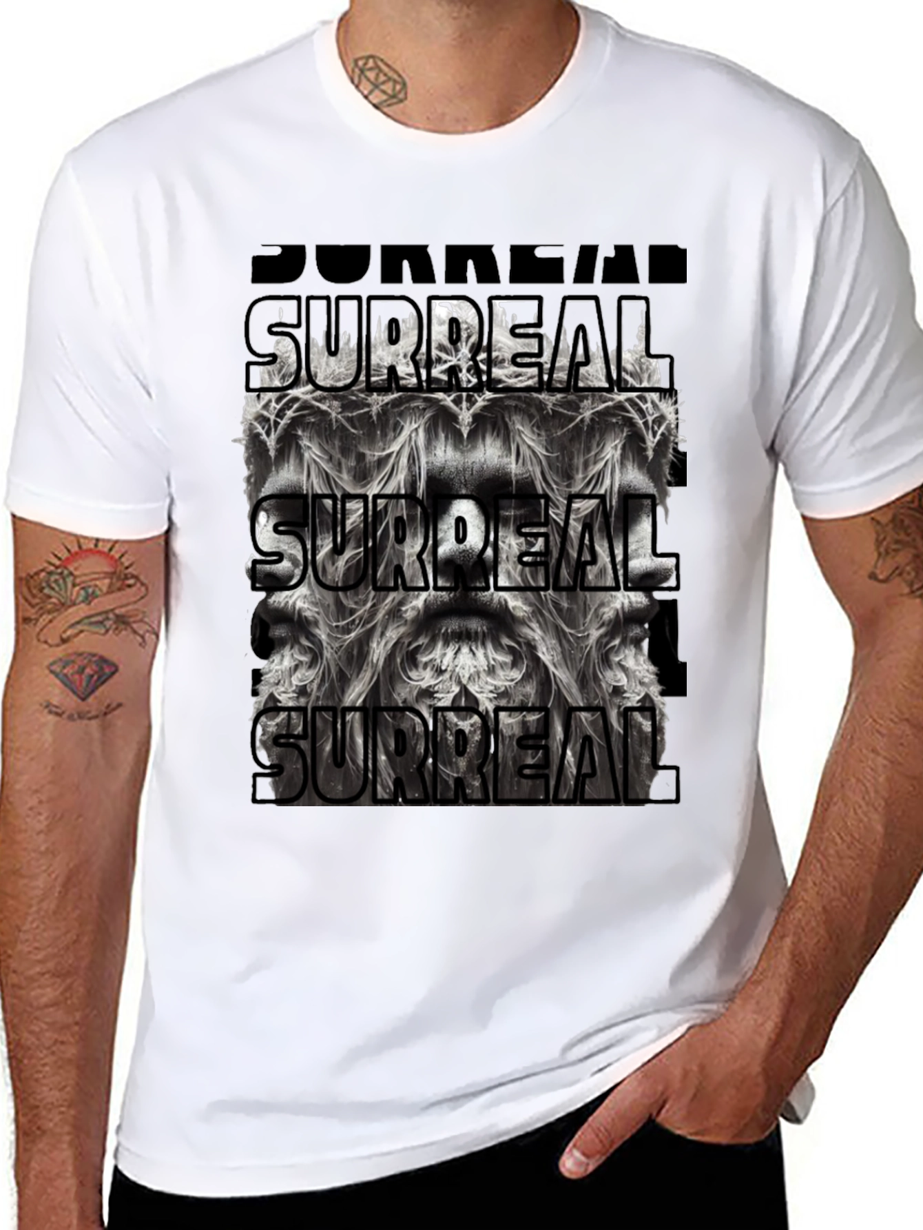 Surreal Graphic Print Black T-Shirt