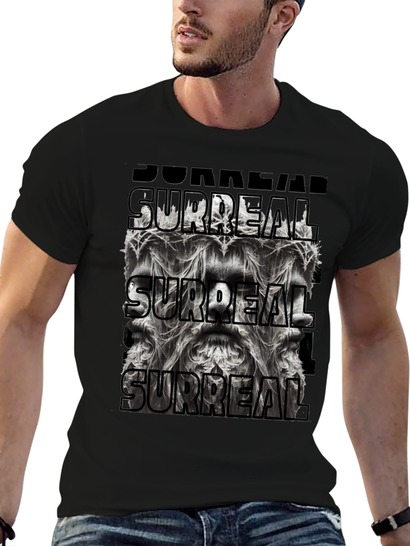 Surreal Graphic Print Black T-Shirt