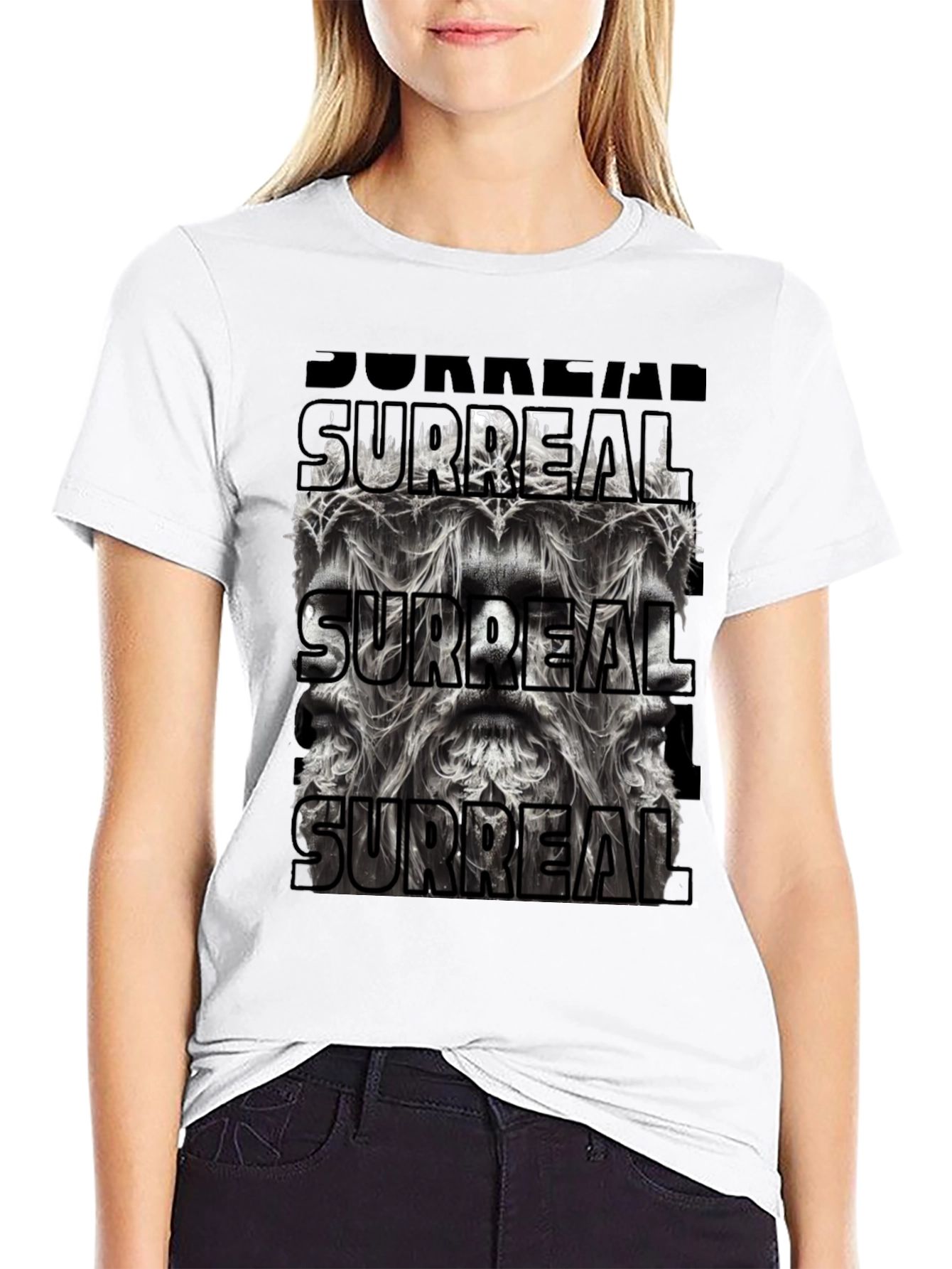 Surreal Graphic Print Black T-Shirt