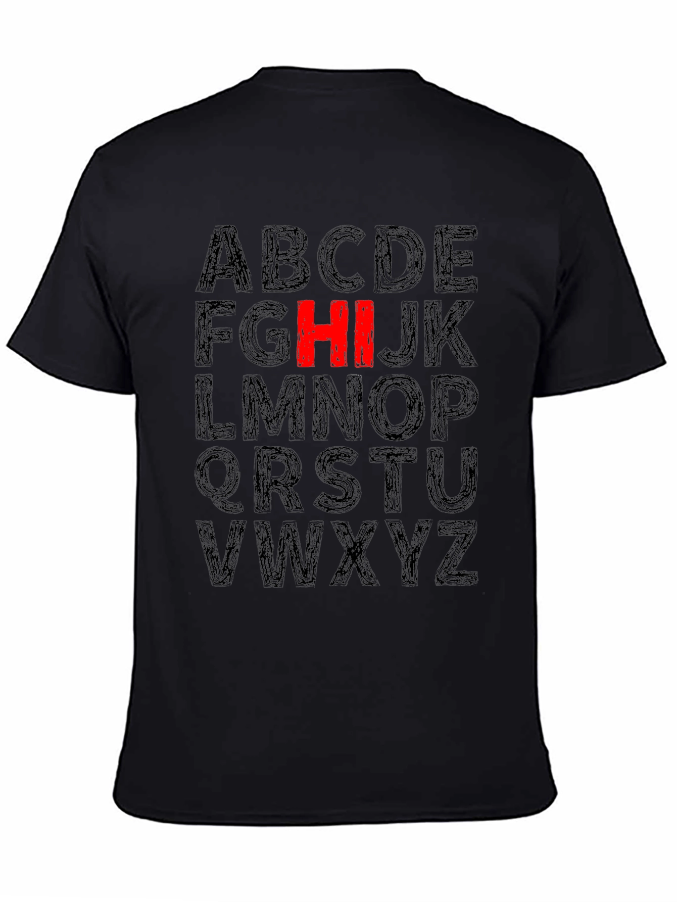Alphabet HI Graphic Tee - Casual Black T-Shirt