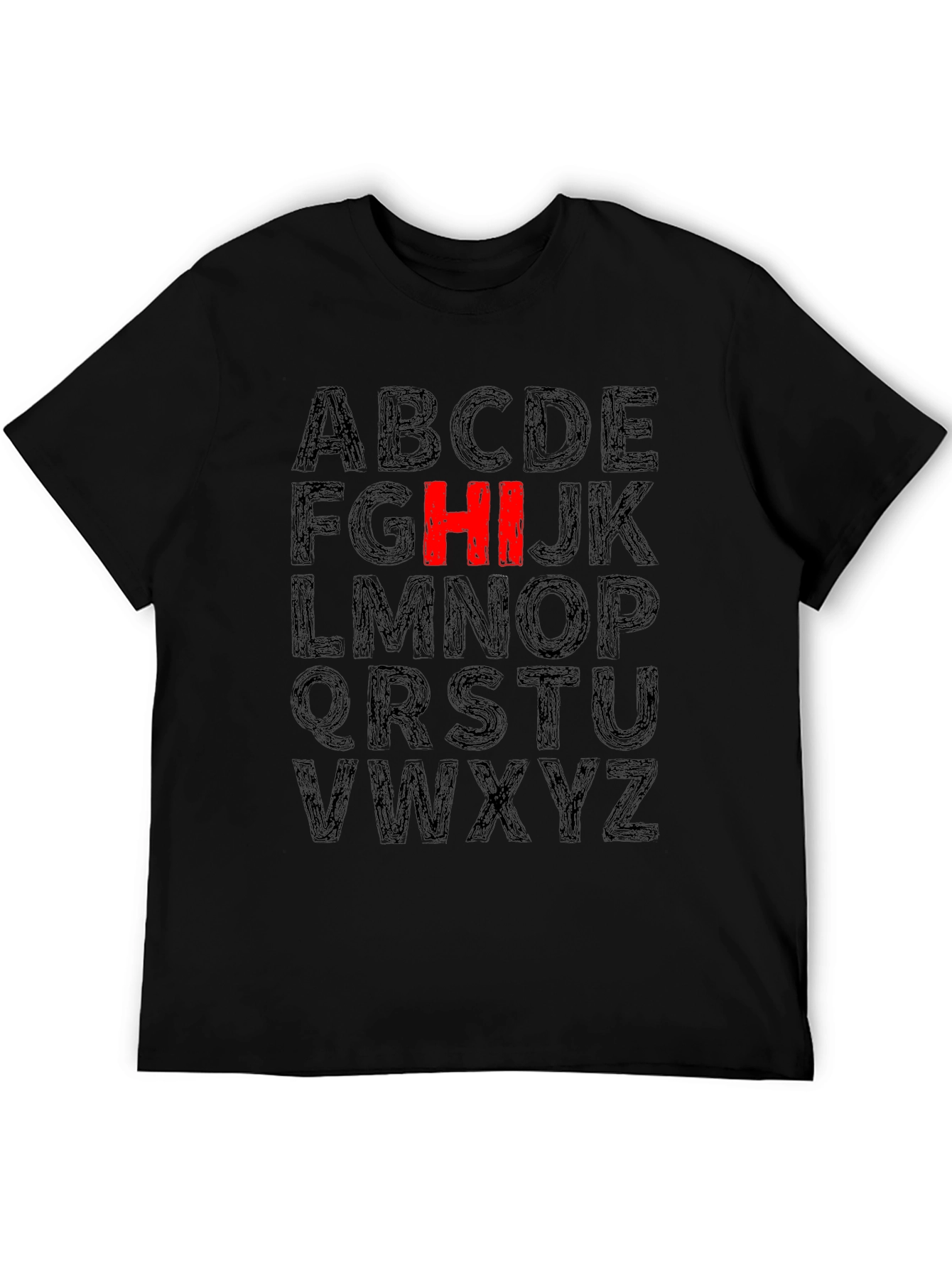 Alphabet HI Graphic Tee - Casual Black T-Shirt