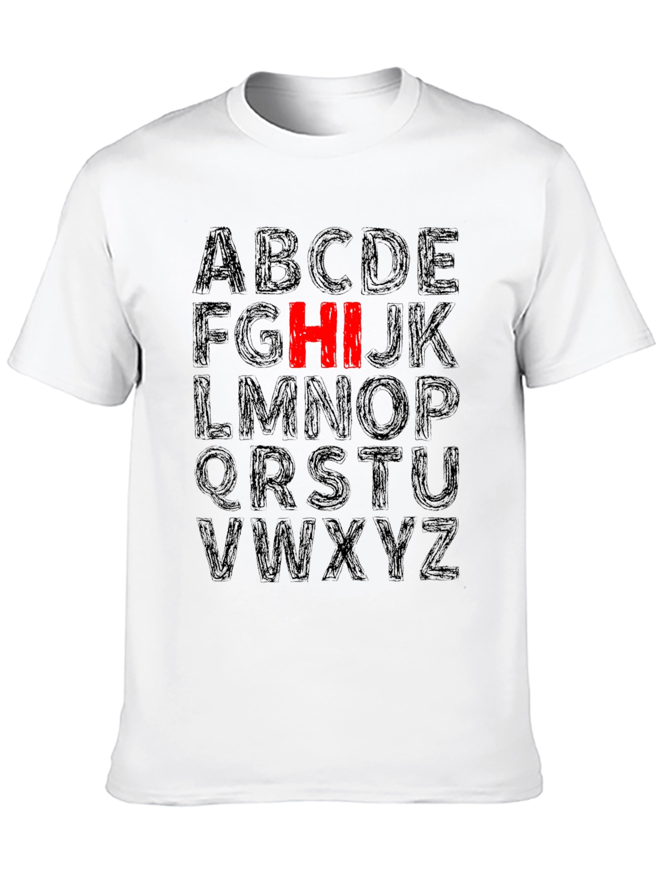 Alphabet HI Graphic Tee - Casual Black T-Shirt