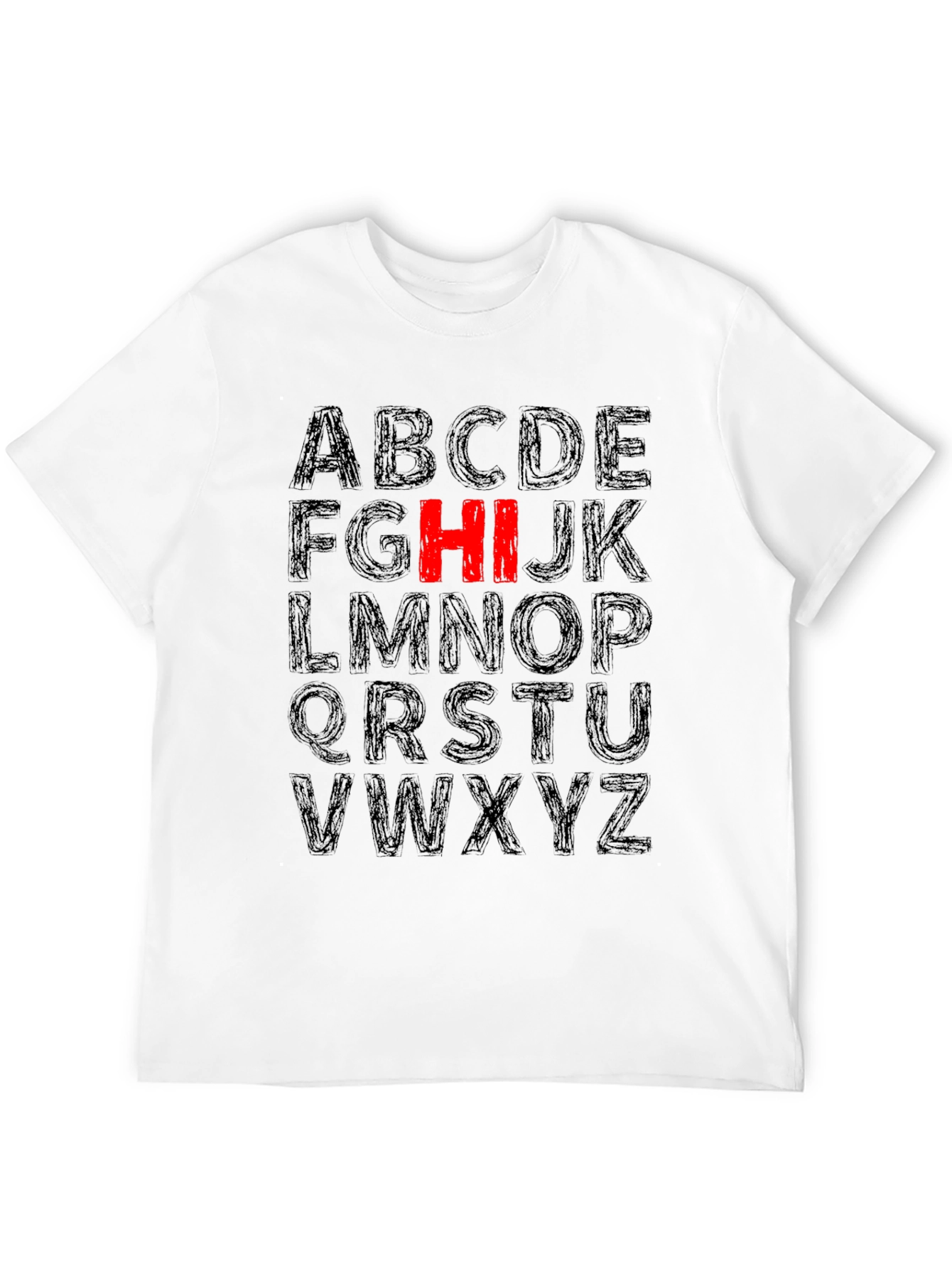 Alphabet HI Graphic Tee - Casual Black T-Shirt
