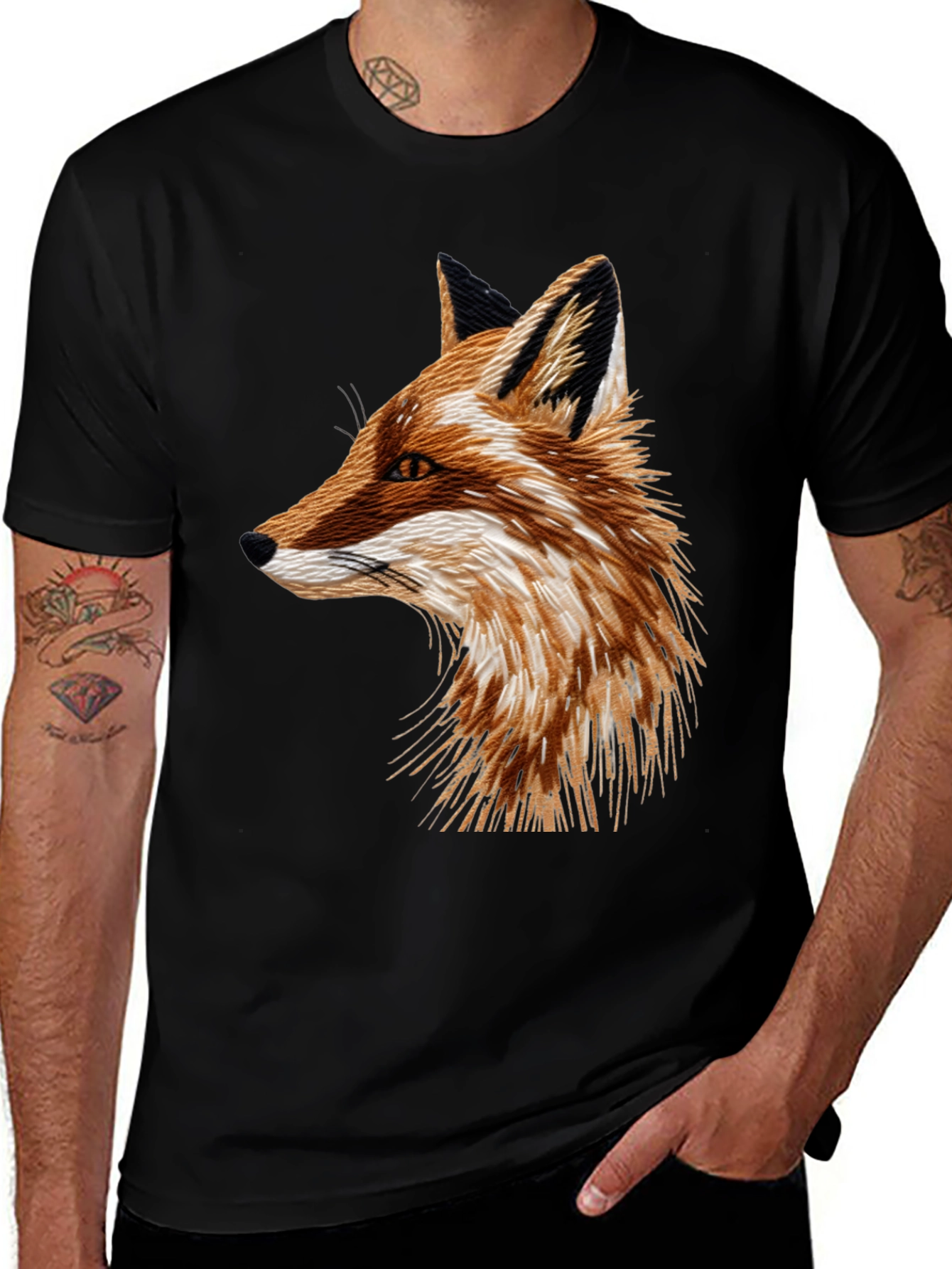 Fox Graphic Black T-Shirt - Mens Fashion Tee