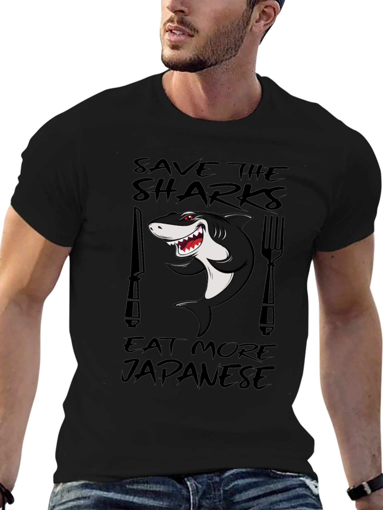 Save Sharks Eat Japanese Funny T-Shirt