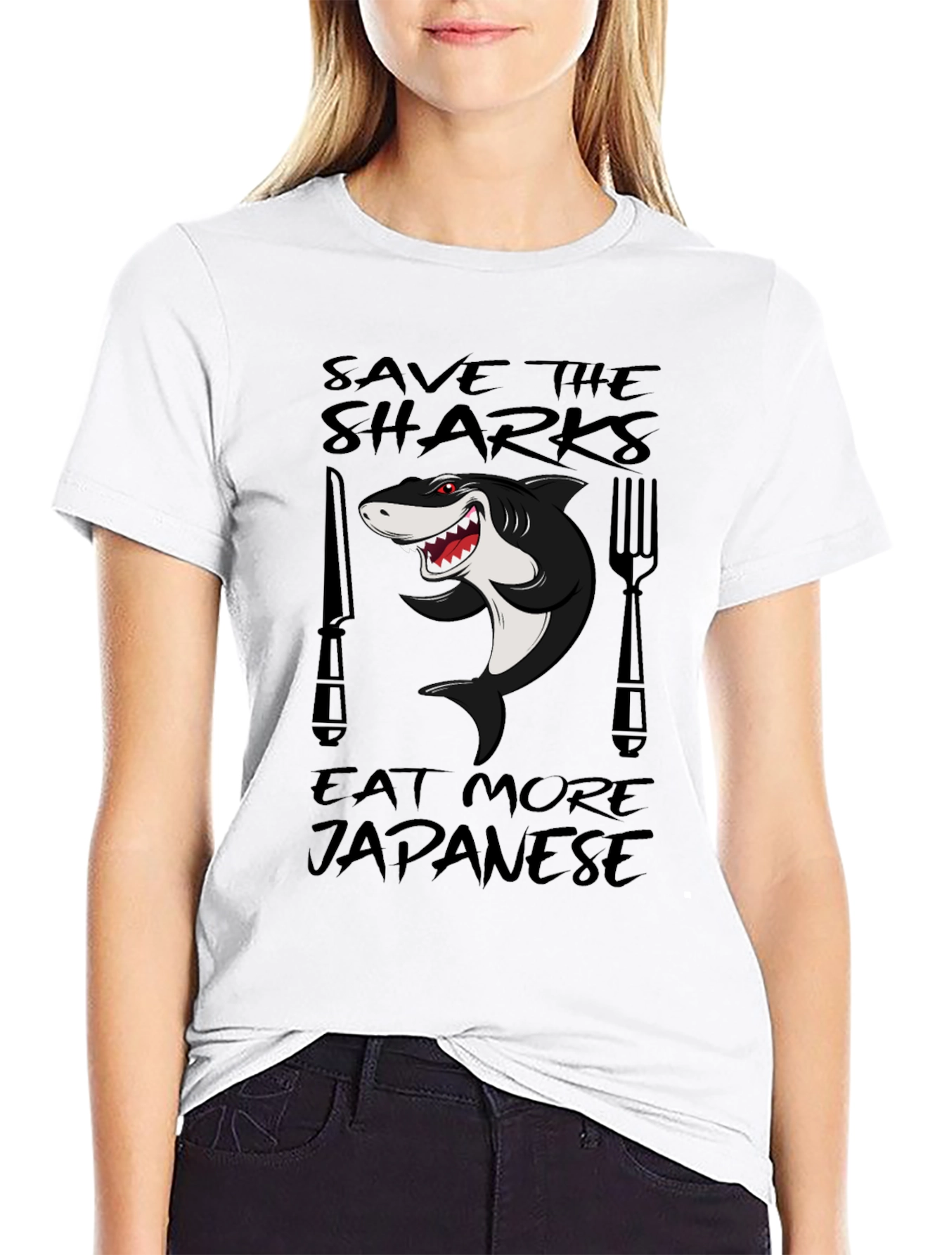 Save Sharks Eat Japanese Funny T-Shirt