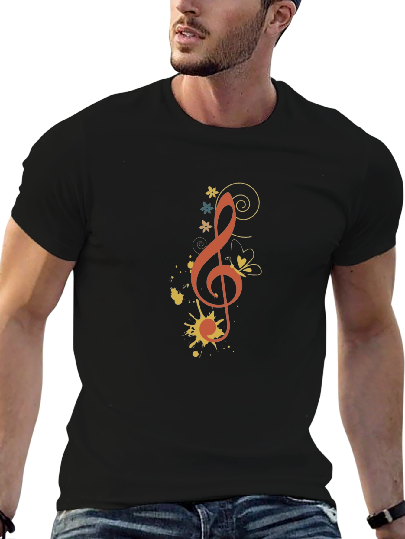 Musical Treble Clef Graphic Tee - Black