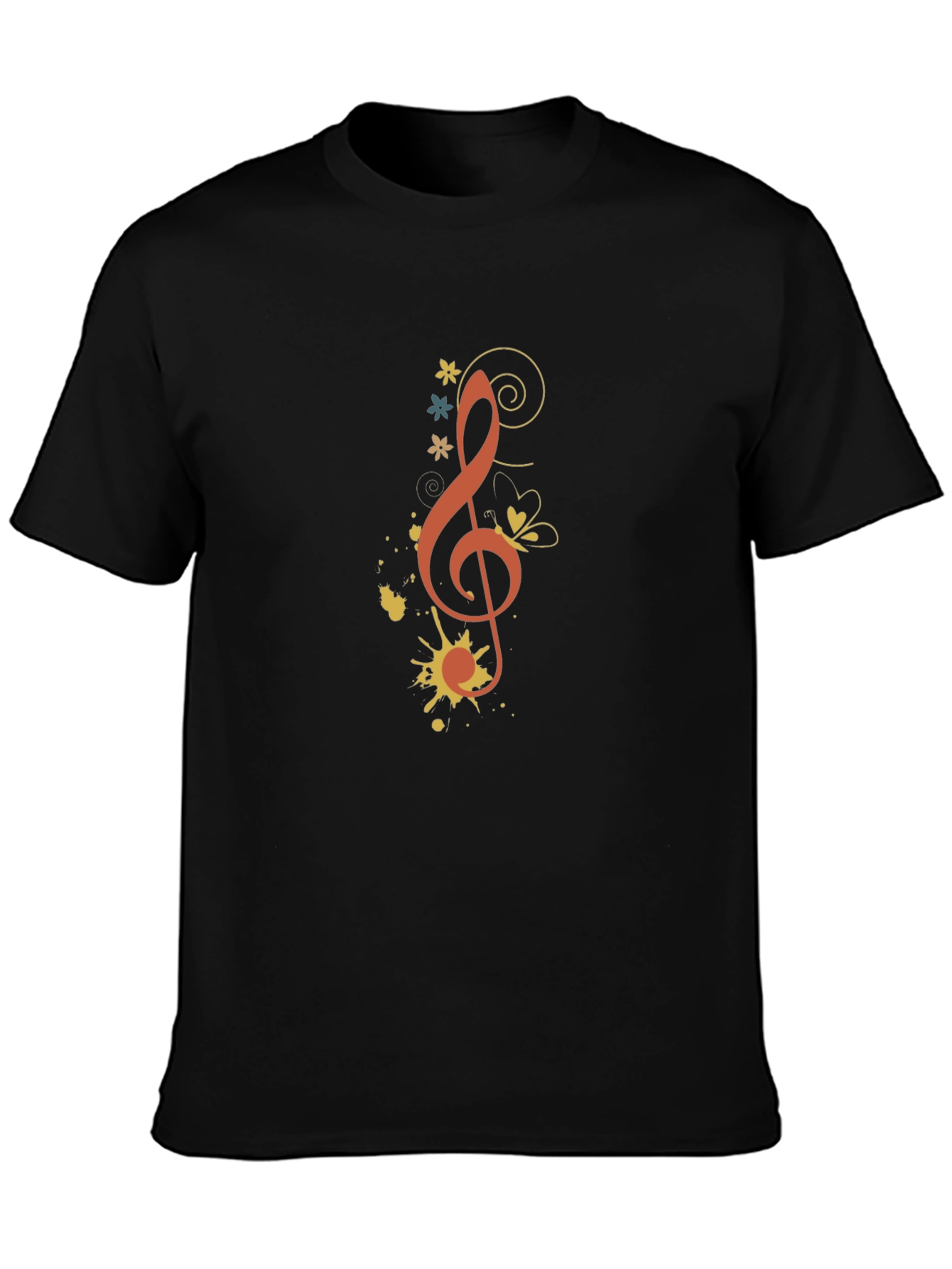 Musical Treble Clef Graphic Tee - Black