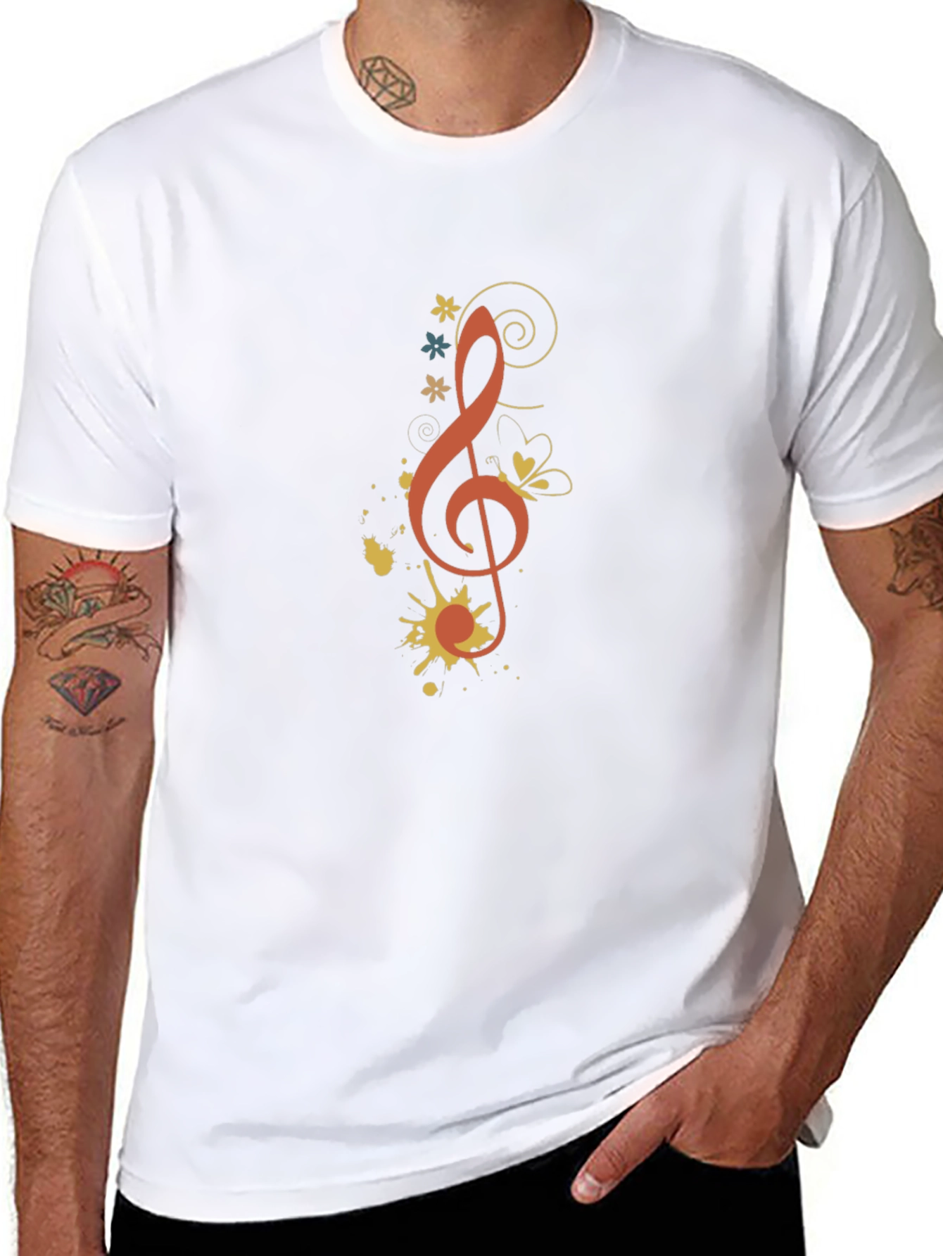 Musical Treble Clef Graphic Tee - Black