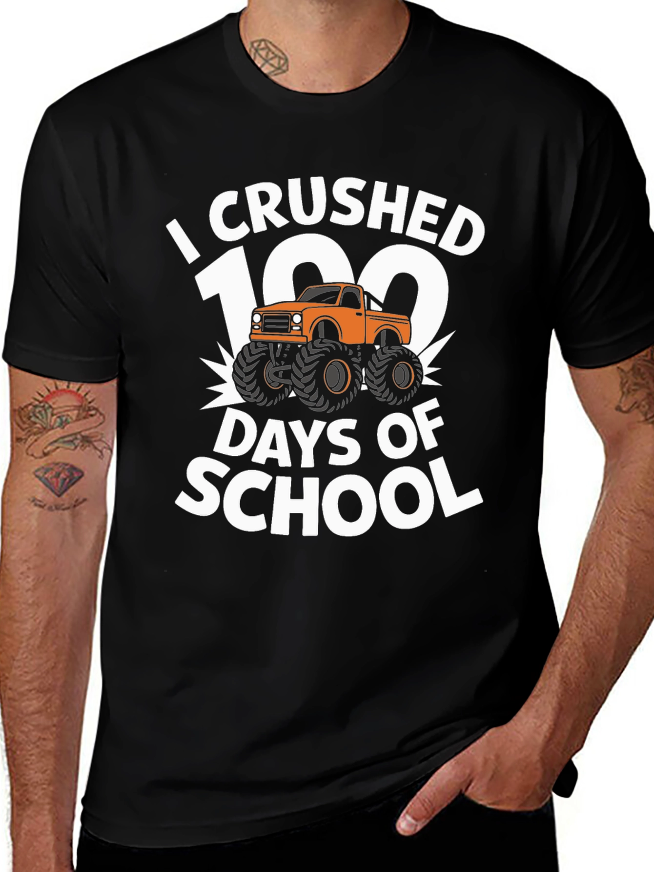 I Crushed 100 Days of School Monster Truck T-Shirt