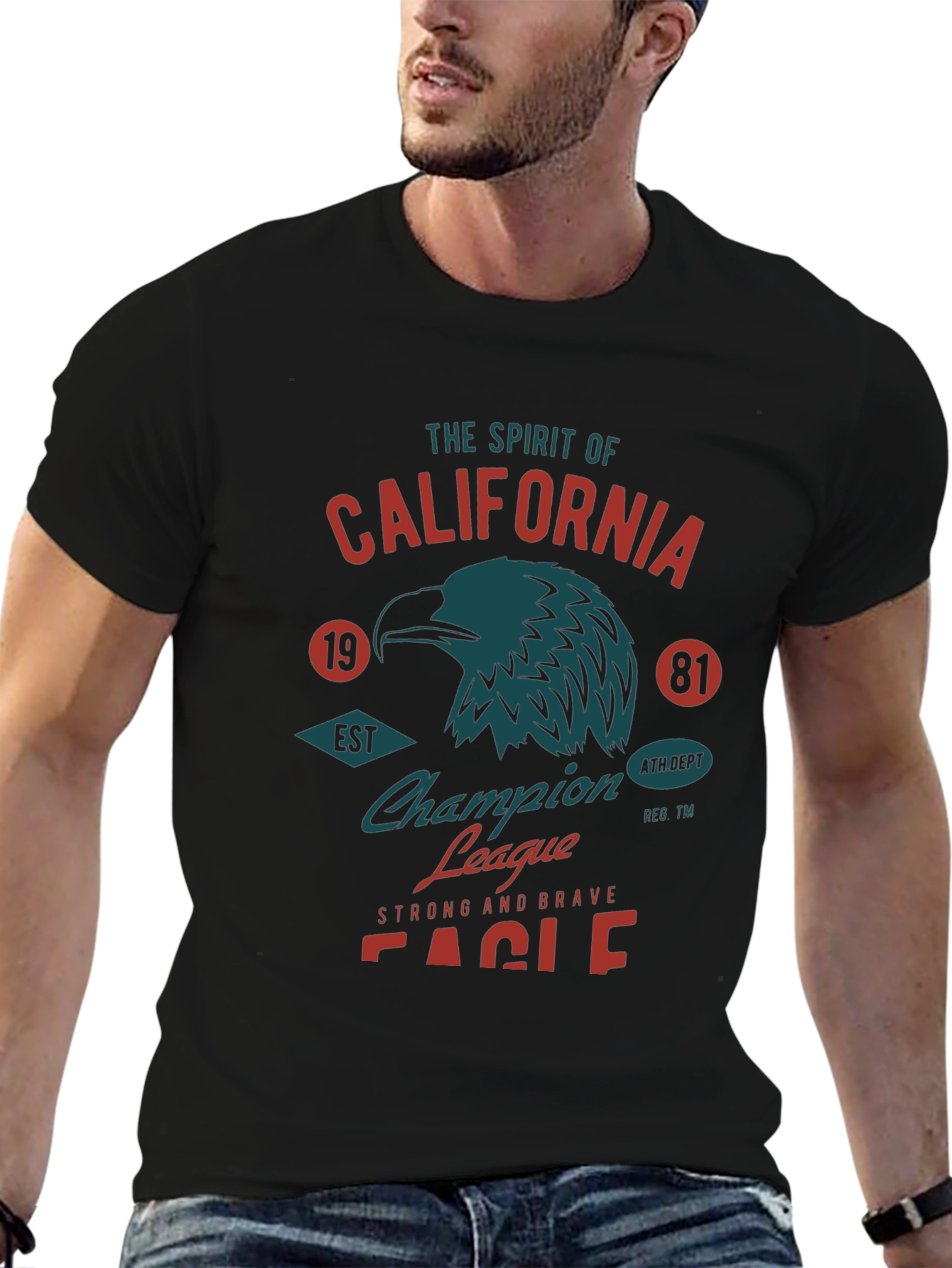California Eagle Graphic Tee - Black Cotton T-Shirt