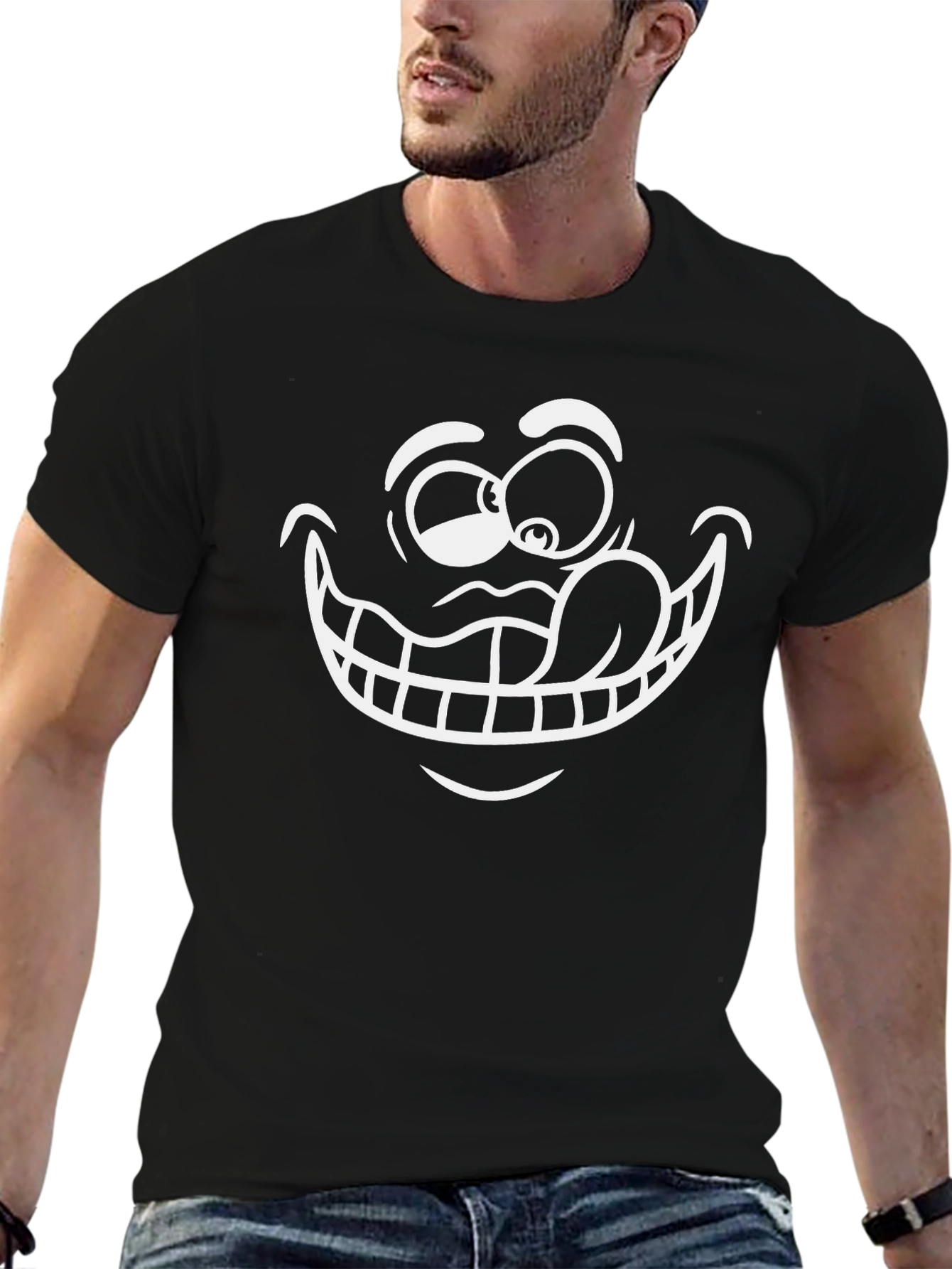 Funny Face Graphic T-Shirt - Black Cotton Tee