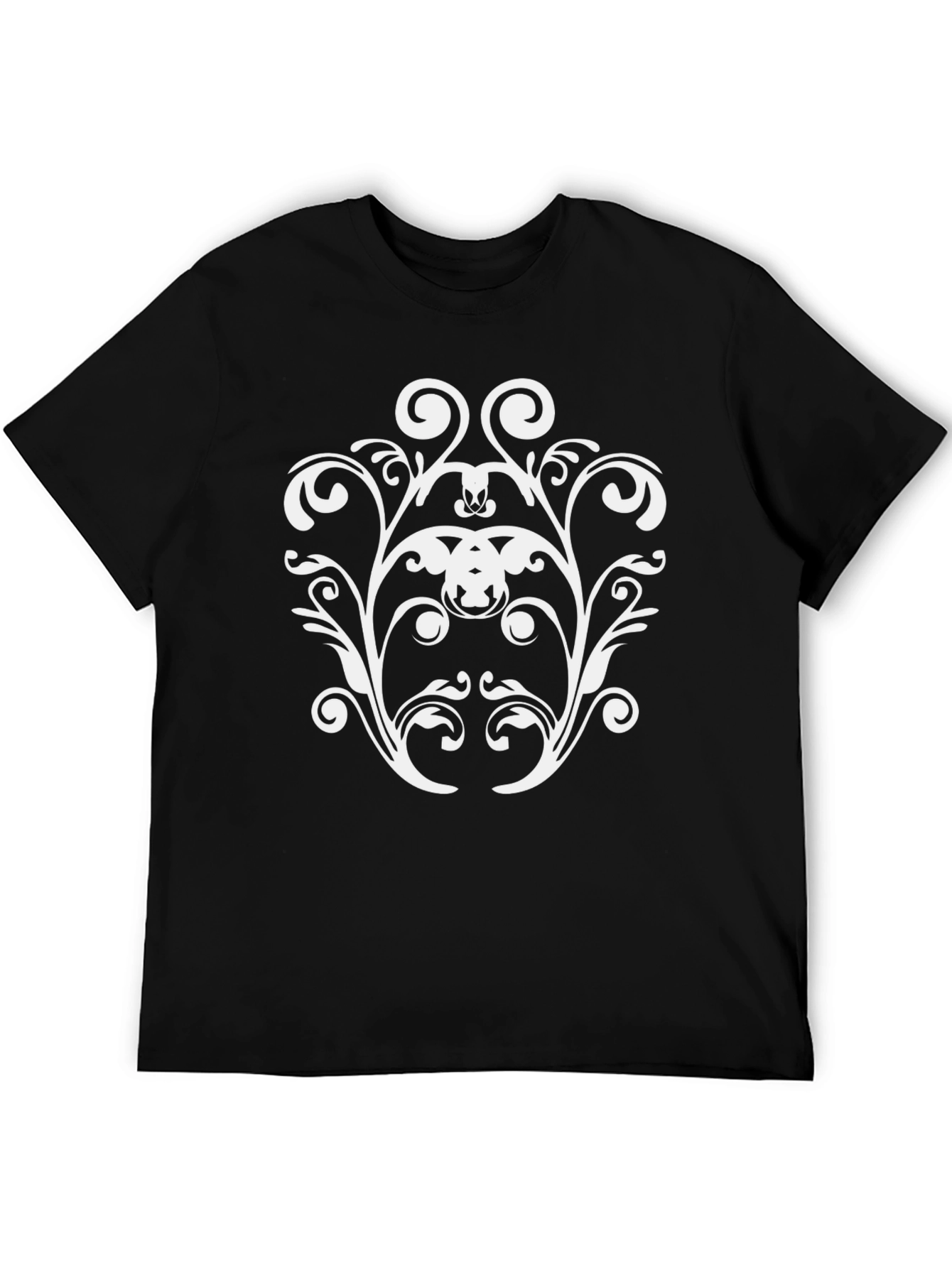 Elegant Floral Design Black T-Shirt