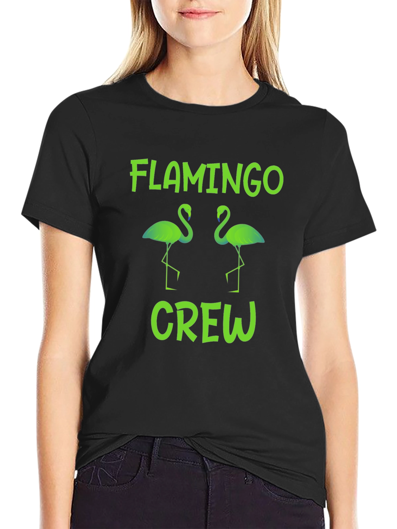 Flamingo Crew Graphic T-Shirt -  Tropical Bird Tee