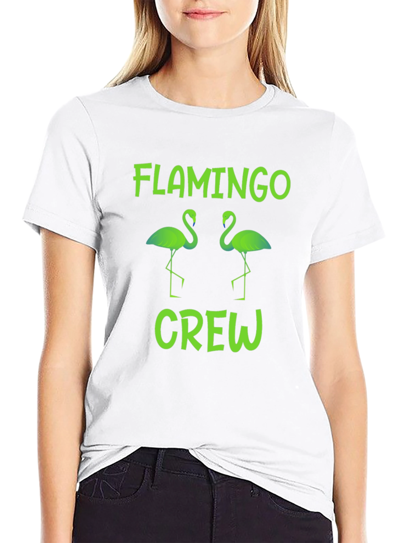 Flamingo Crew Graphic T-Shirt -  Tropical Bird Tee