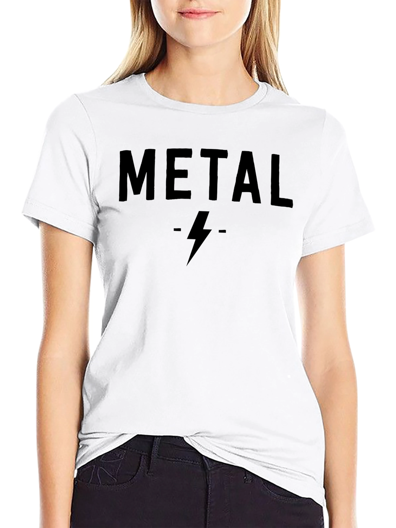 Metal Lightning Bolt Graphic Black T-Shirt