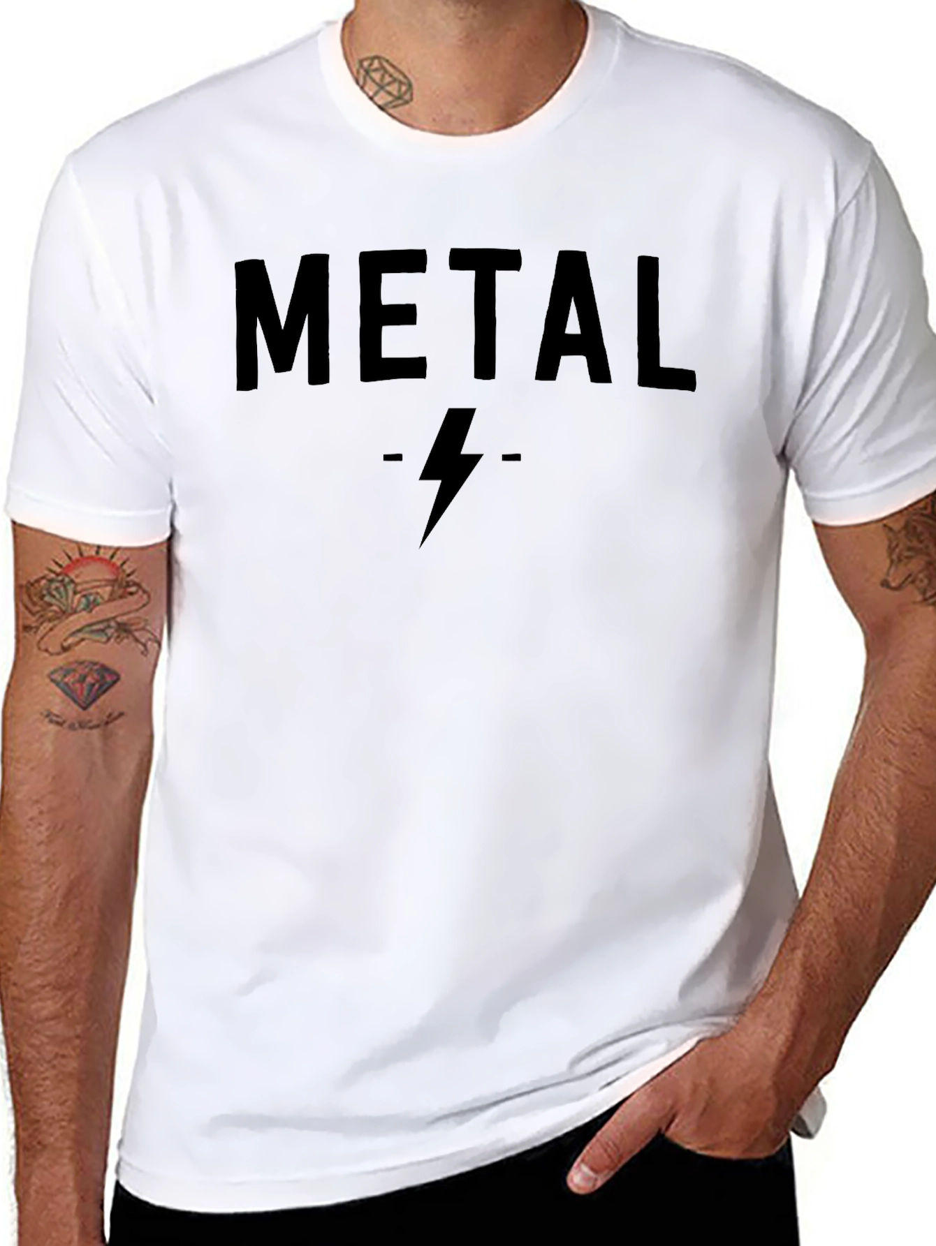 Metal Lightning Bolt Graphic Black T-Shirt