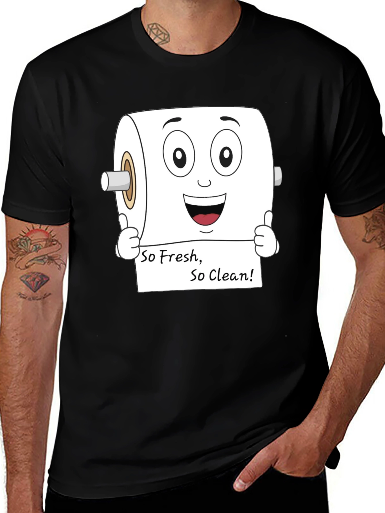 Funny Toilet Paper So Fresh Black T-Shirt